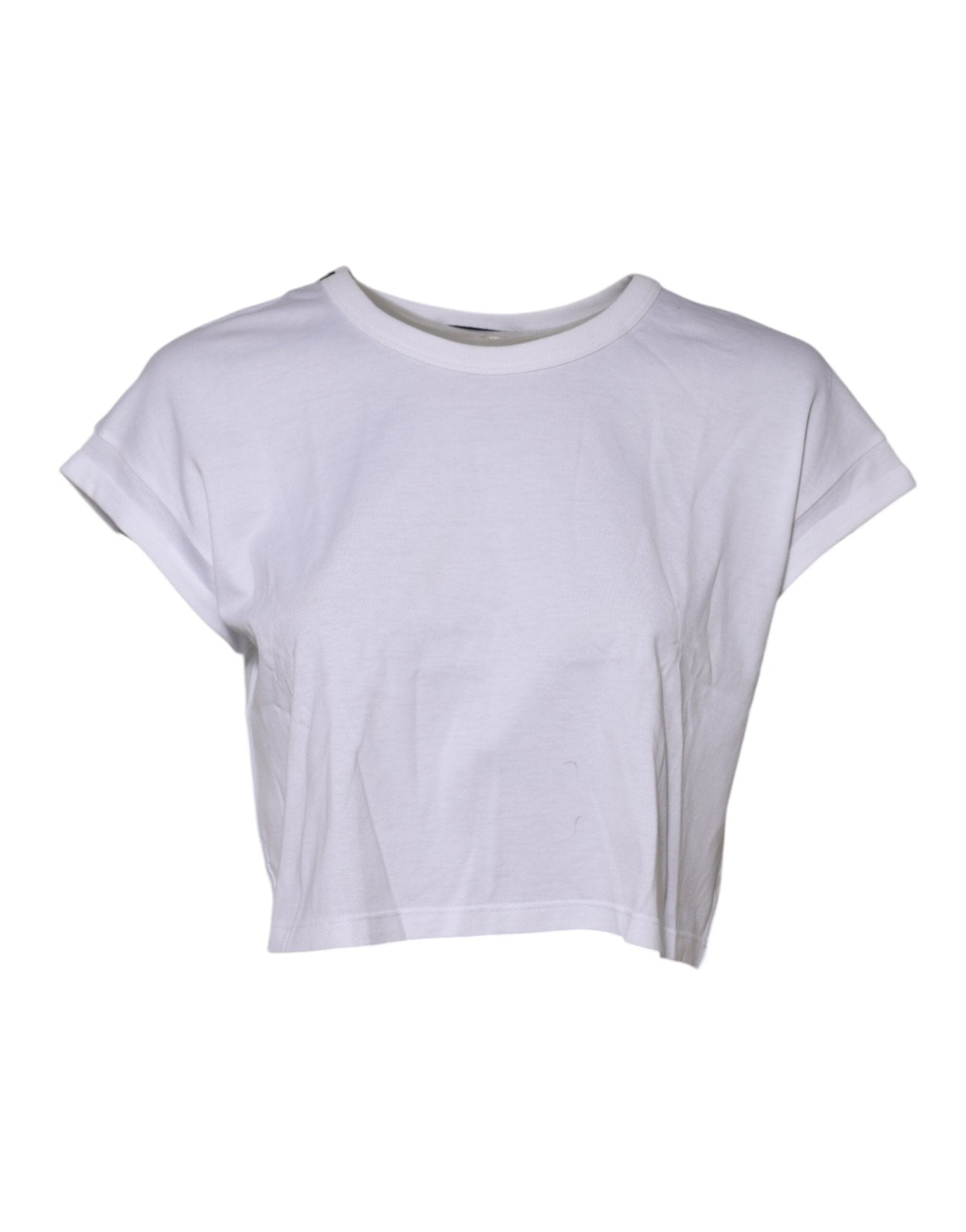Dolce & Gabbana White Cotton Short Sleeves Cropped T-shirt - RIMODA