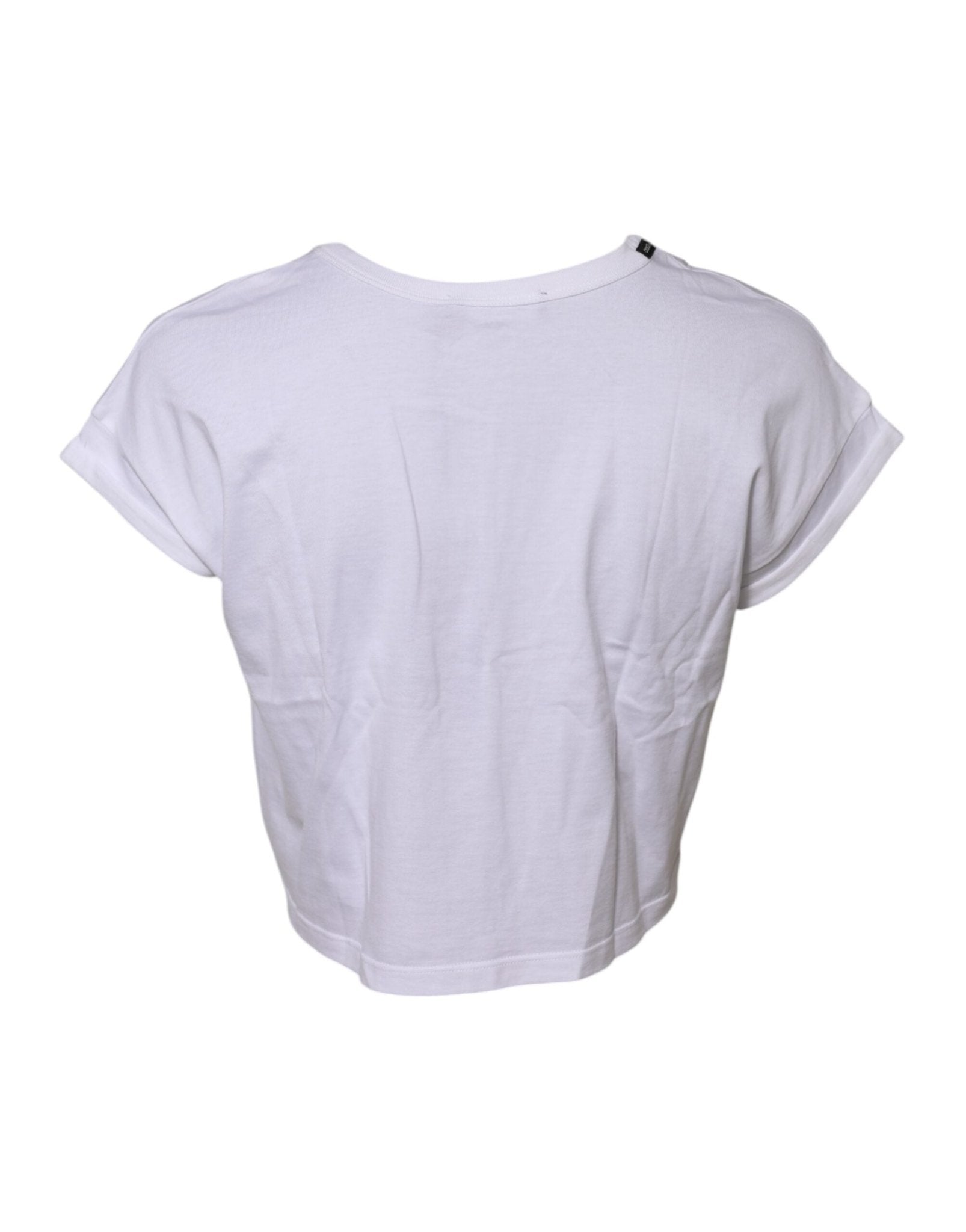 Dolce & Gabbana White Cotton Short Sleeves Cropped T-shirt - RIMODA