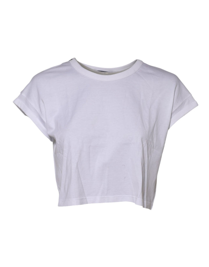 Dolce & Gabbana White Cotton Short Sleeves Cropped T-shirt - RIMODA