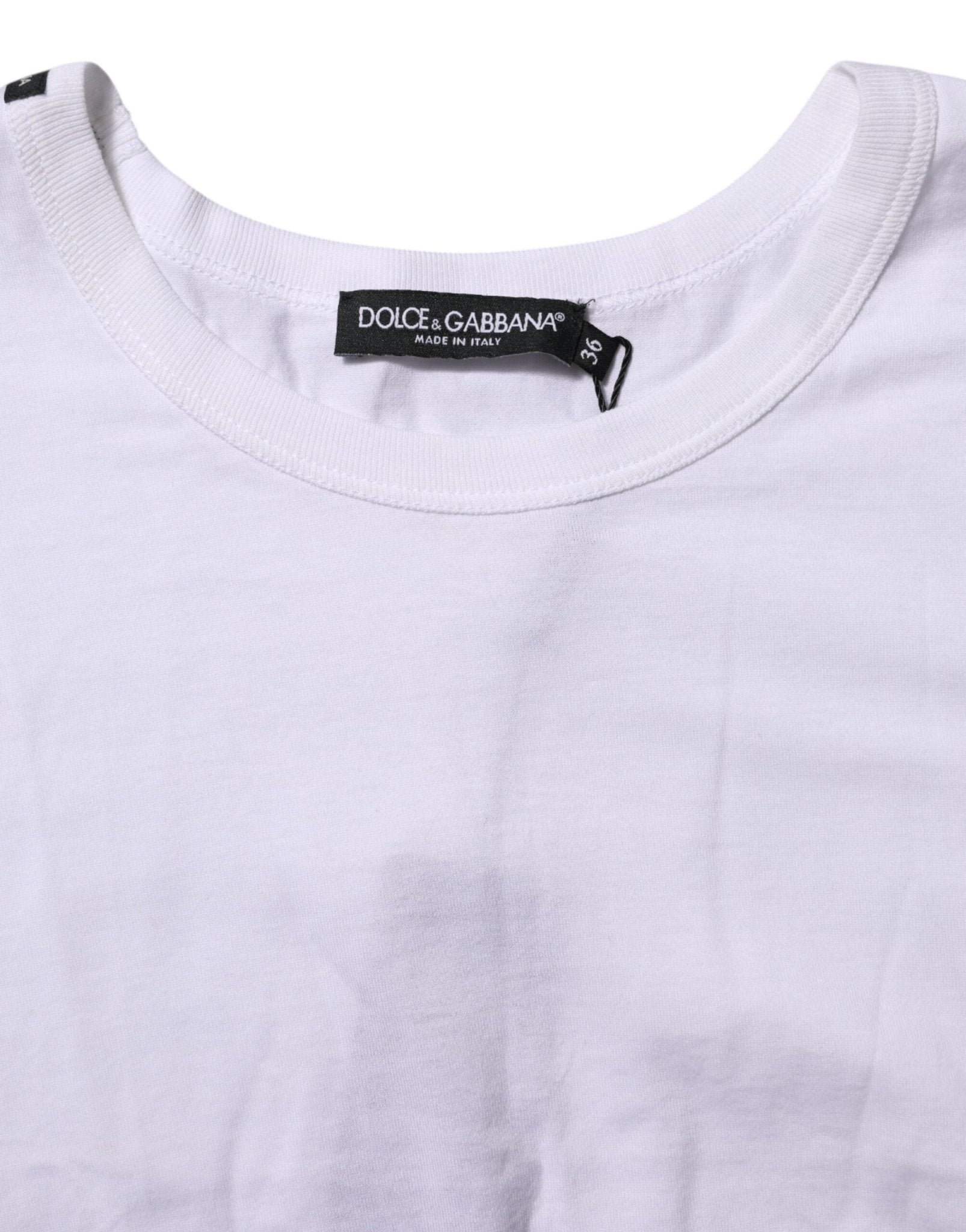 Dolce & Gabbana White Cotton Short Sleeves Cropped T-shirt - RIMODA