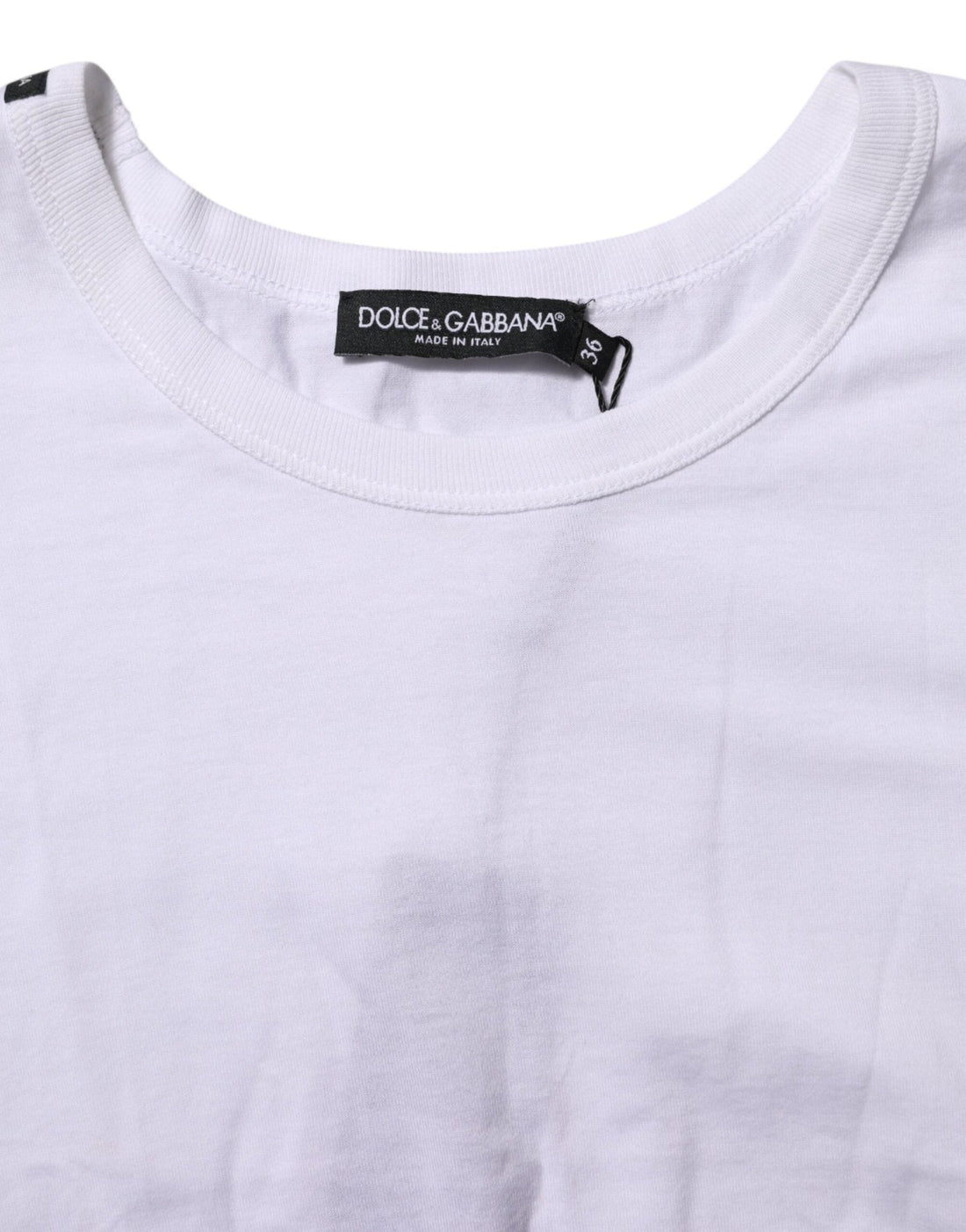 Dolce & Gabbana White Cotton Short Sleeves Cropped T-shirt - RIMODA