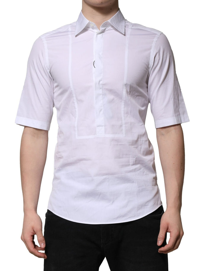 Dolce & Gabbana White Cotton Short Sleeves Dress Formal Shirt - RIMODA