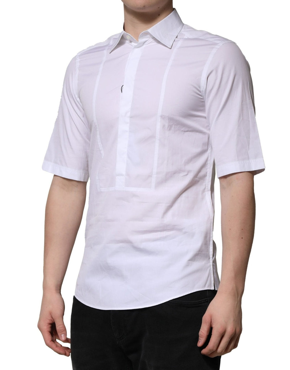 Dolce & Gabbana White Cotton Short Sleeves Dress Formal Shirt - RIMODA
