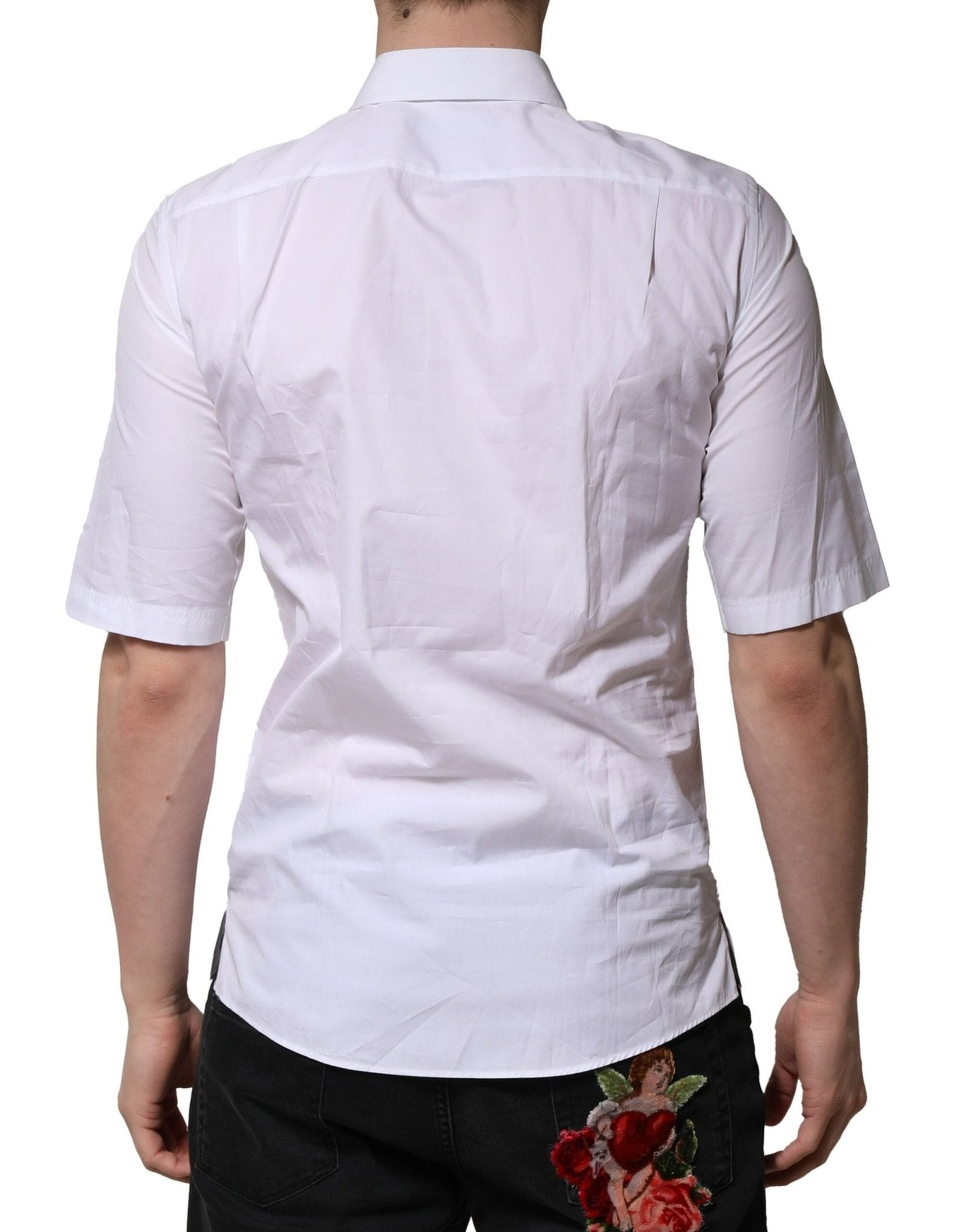 Dolce & Gabbana White Cotton Short Sleeves Men Formal Shirt - RIMODA