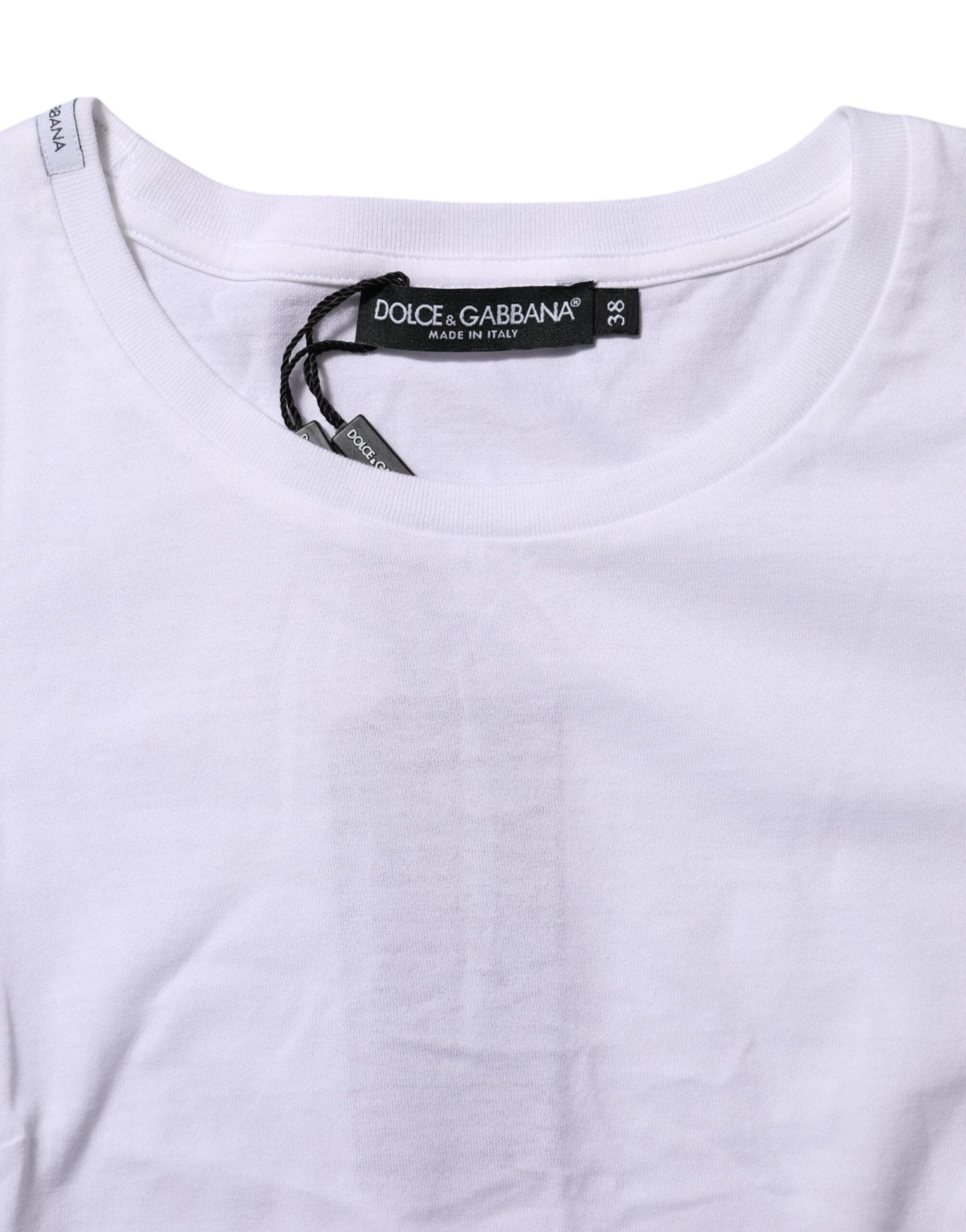 Dolce & Gabbana White Cotton Short Sleeves Round Neck T-shirt - RIMODA