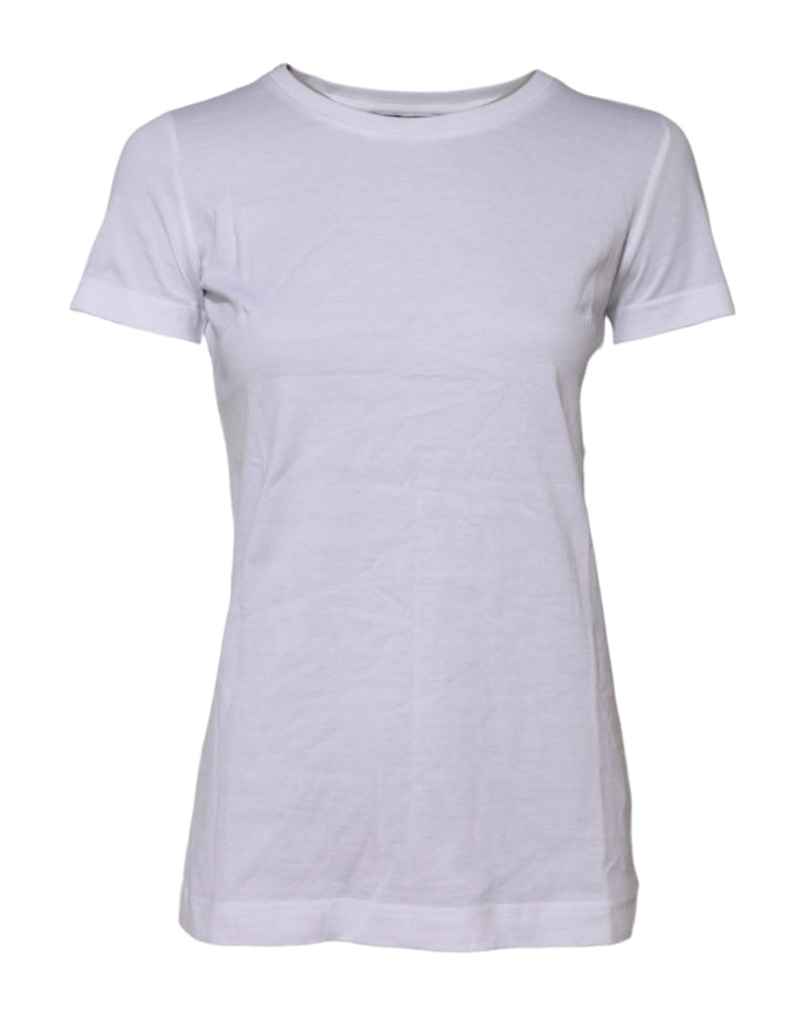 Dolce & Gabbana White Cotton Short Sleeves Round Neck T-shirt - RIMODA