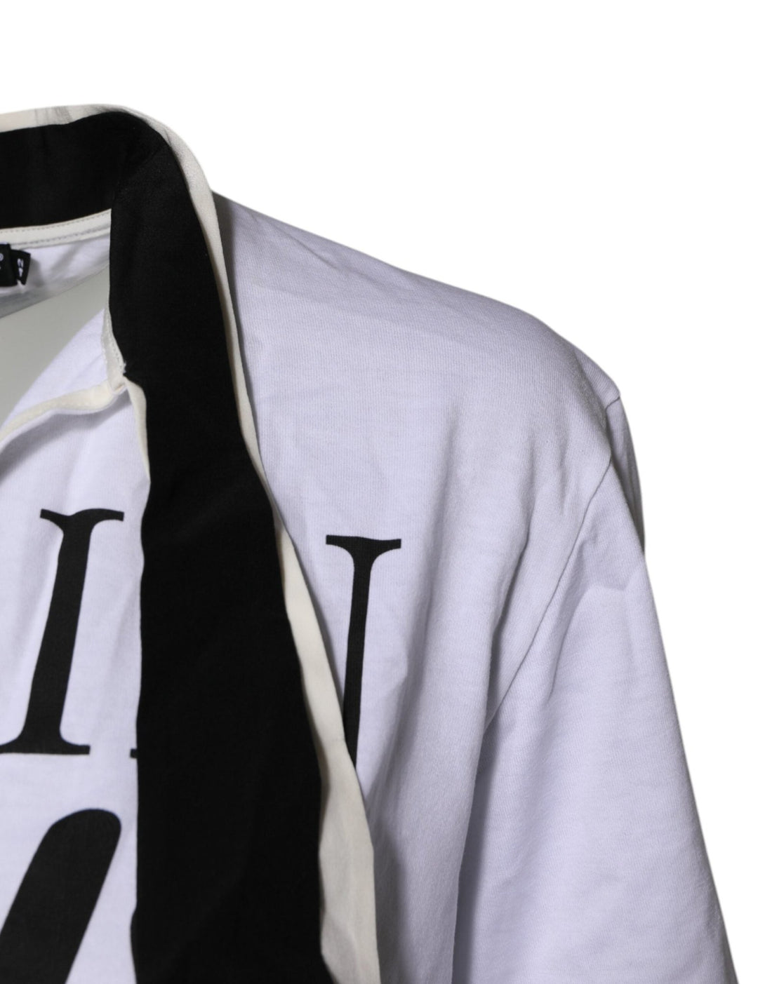 Dolce & Gabbana White Cotton Silk Blend Ascot Collar T-shirt - RIMODA