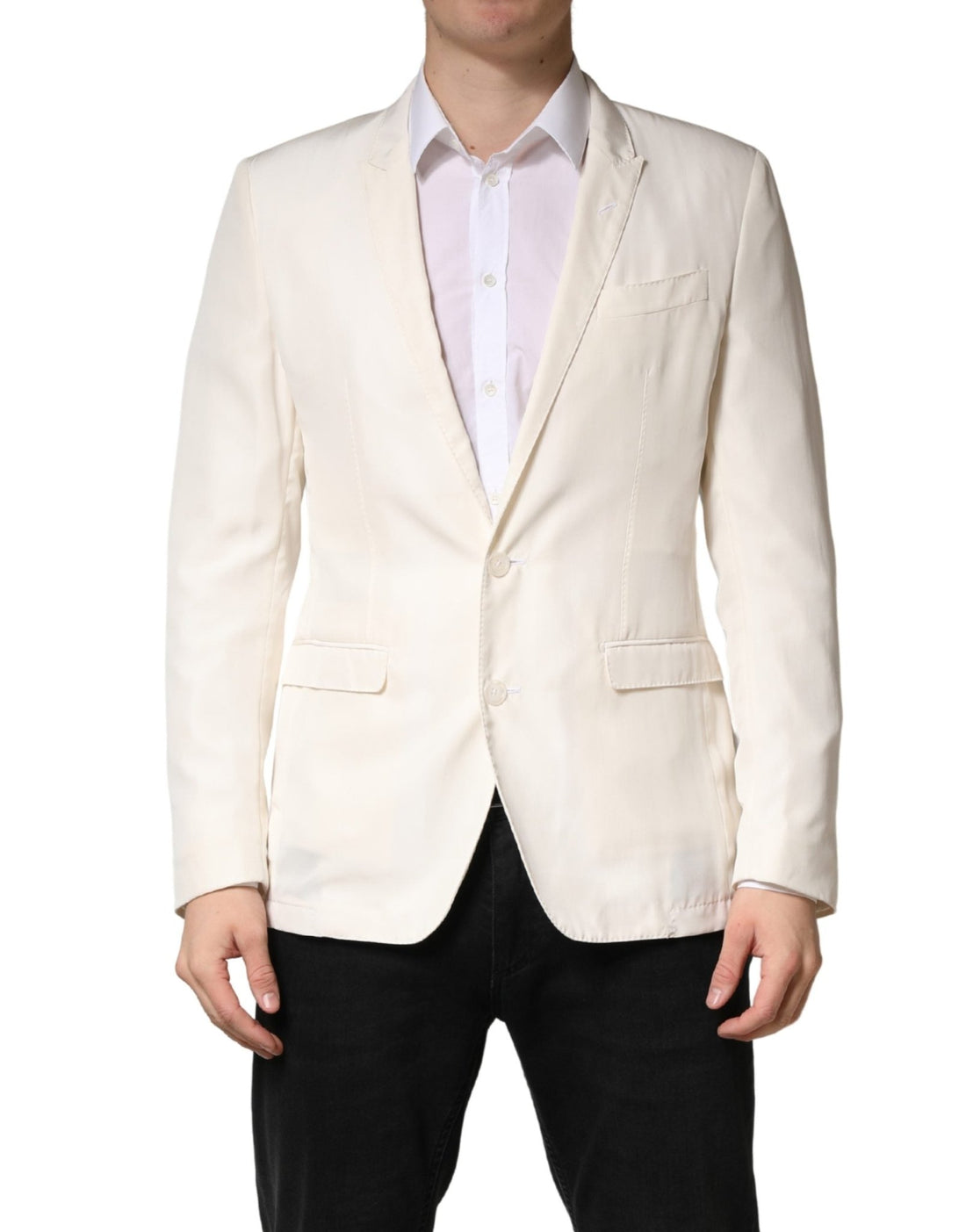 Dolce & Gabbana White Cotton Single Breasted Jacket Blazer - RIMODA