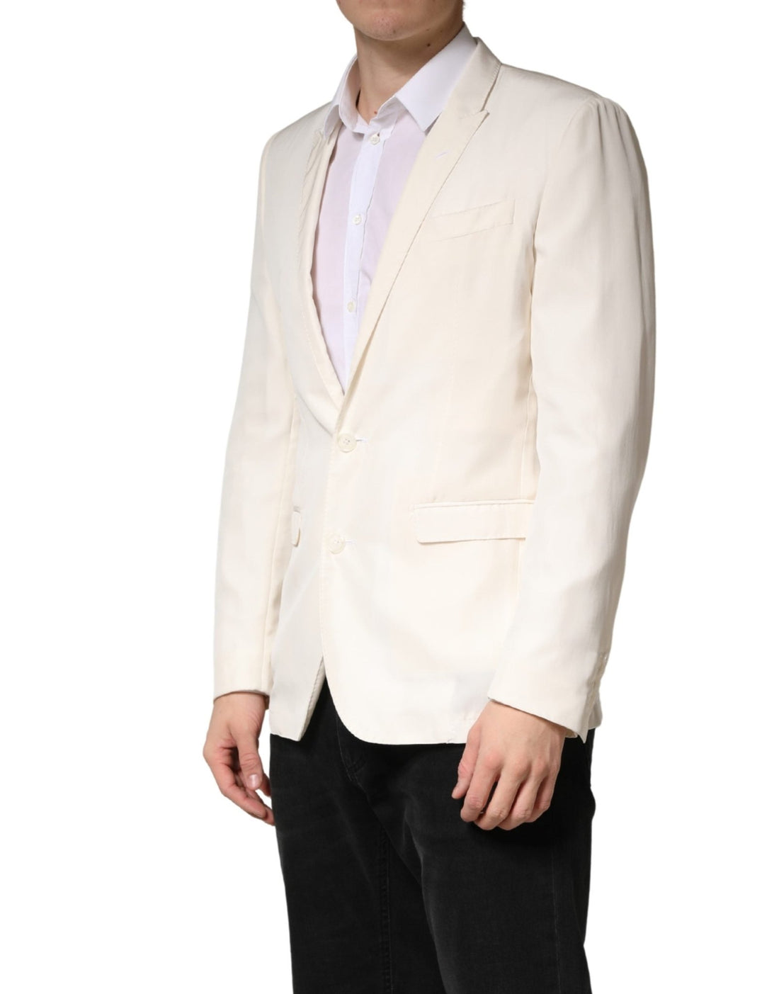 Dolce & Gabbana White Cotton Single Breasted Jacket Blazer - RIMODA