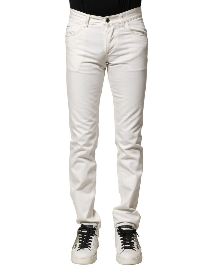Dolce & Gabbana White Cotton Skinny Men Denim Jeans - RIMODA