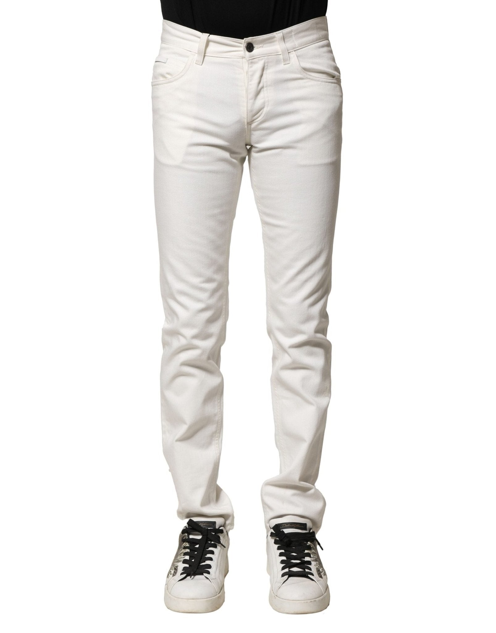Dolce & Gabbana White Cotton Skinny Men Denim Jeans - RIMODA