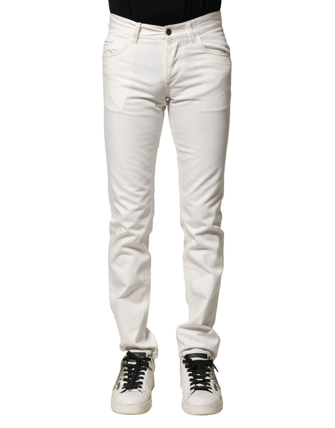Dolce & Gabbana White Cotton Skinny Men Denim Jeans - RIMODA
