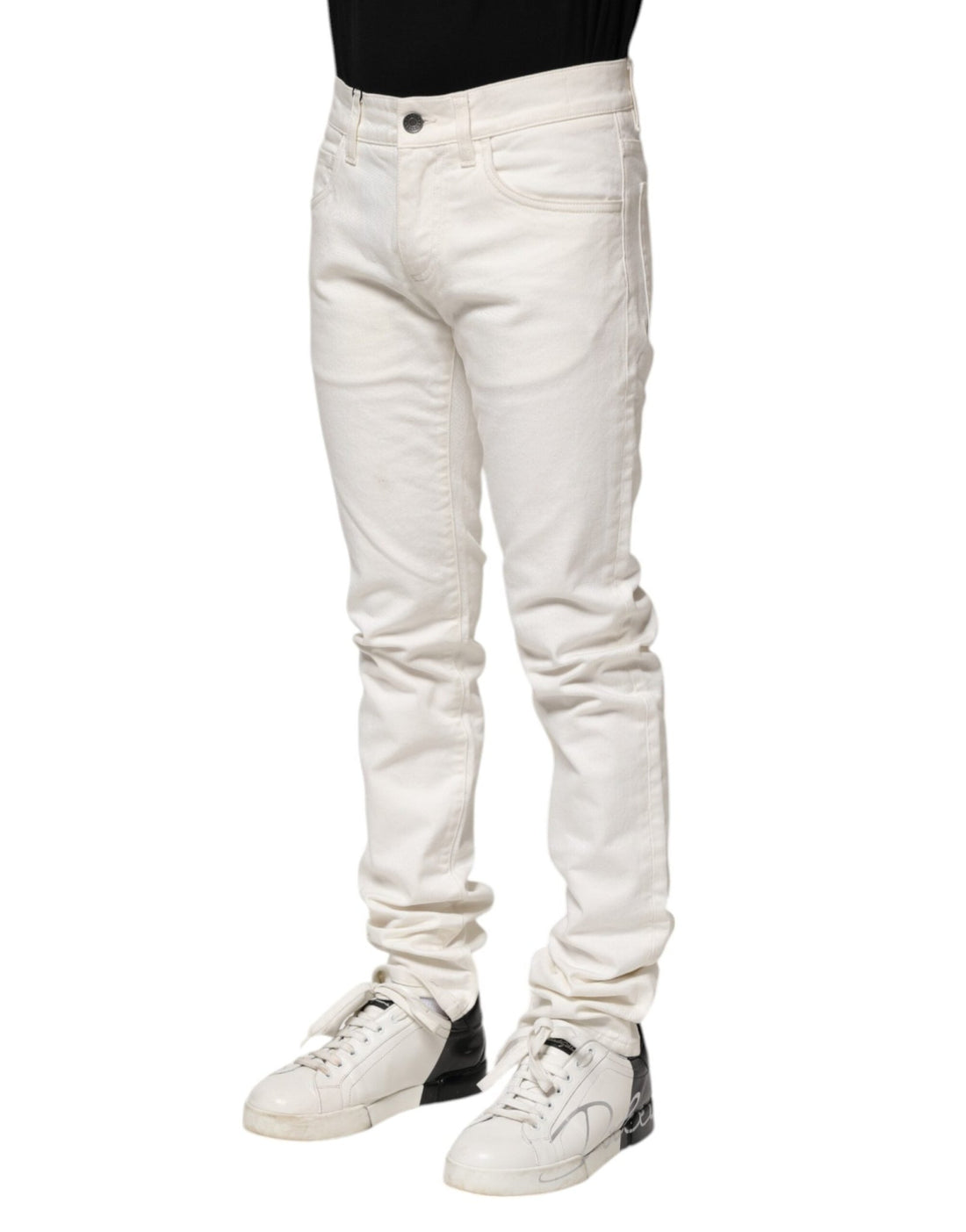 Dolce & Gabbana White Cotton Skinny Men Denim Jeans - RIMODA