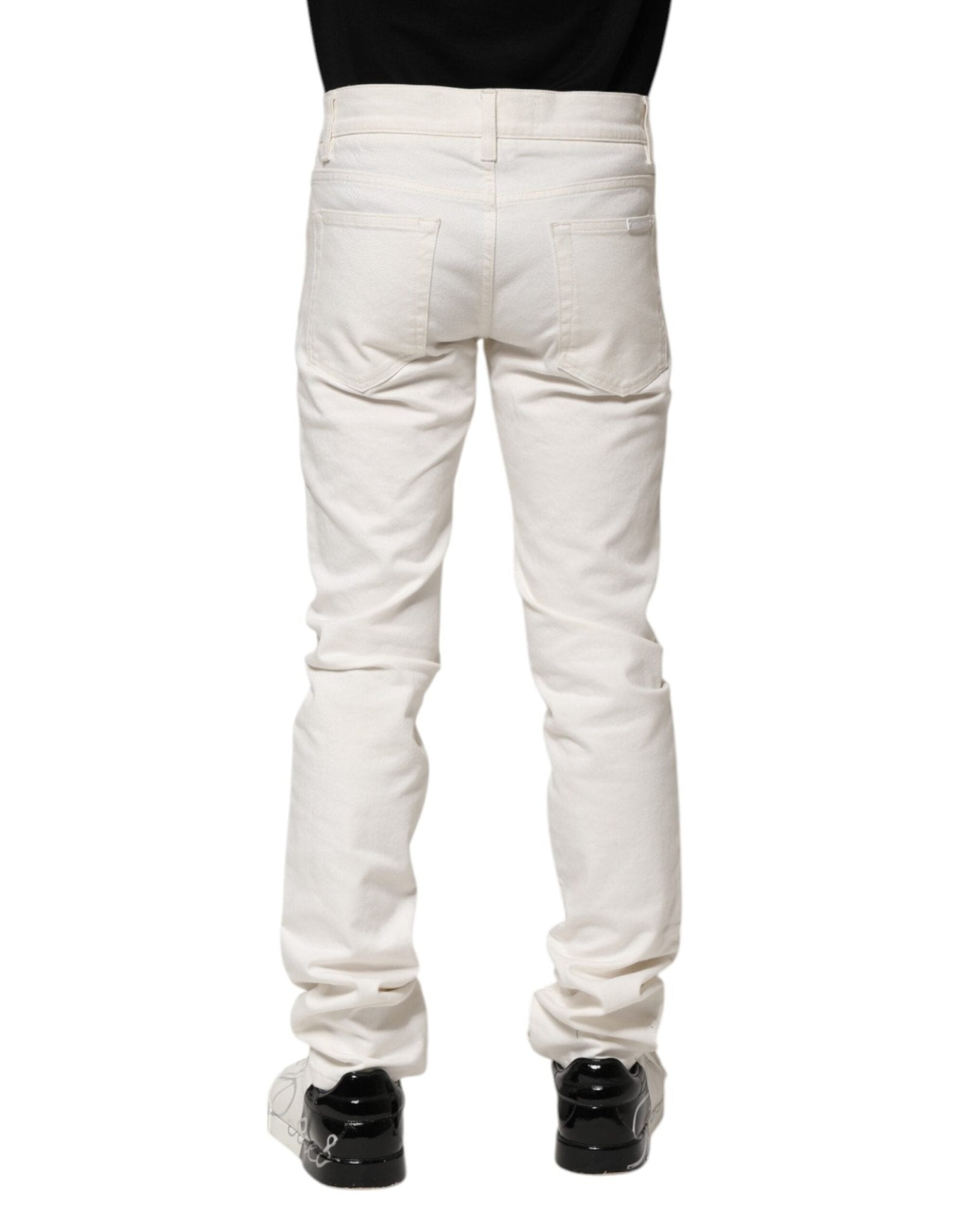 Dolce & Gabbana White Cotton Skinny Men Denim Jeans - RIMODA
