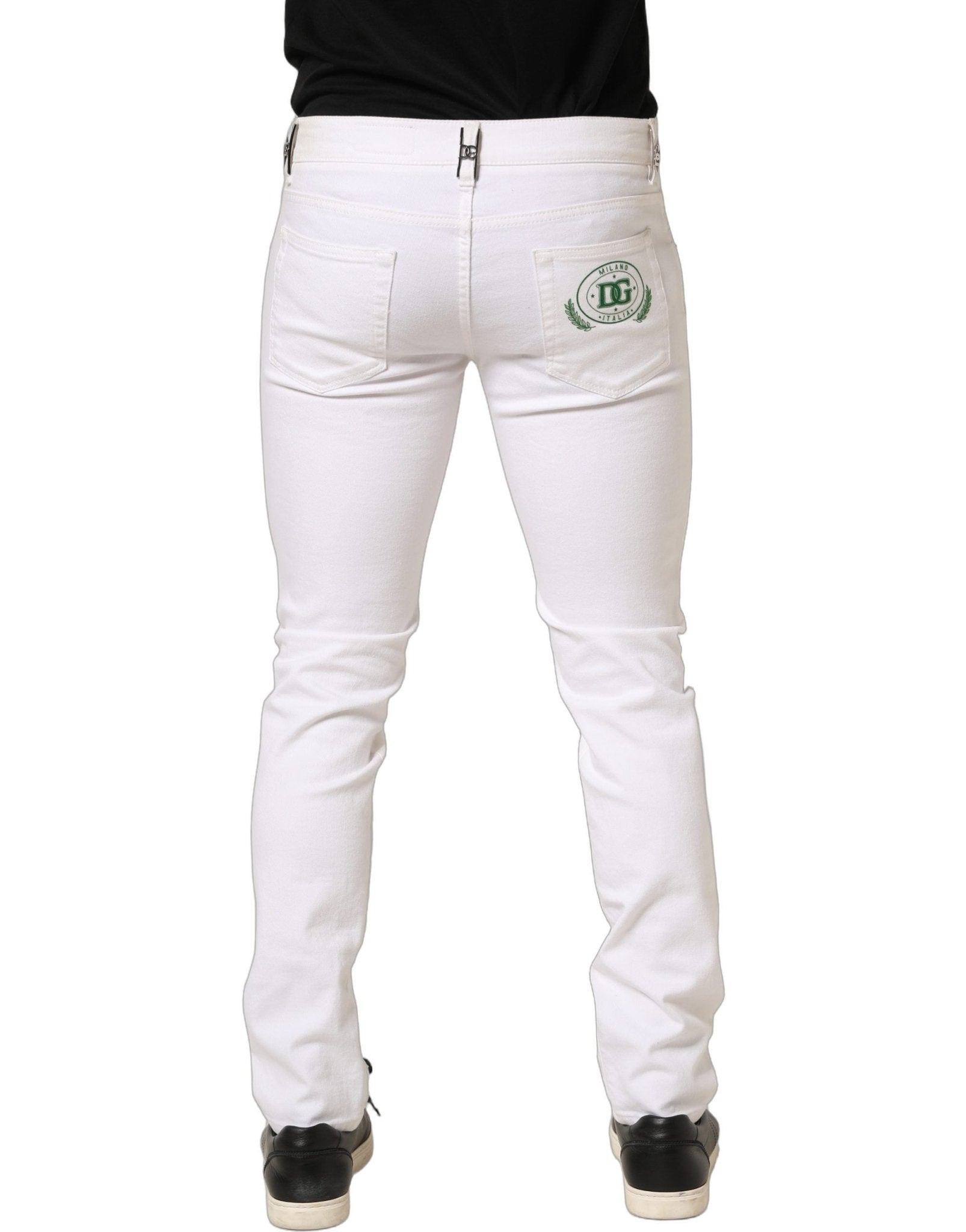 Dolce & Gabbana White Cotton Skinny Mid Waist Denim Jeans - RIMODA