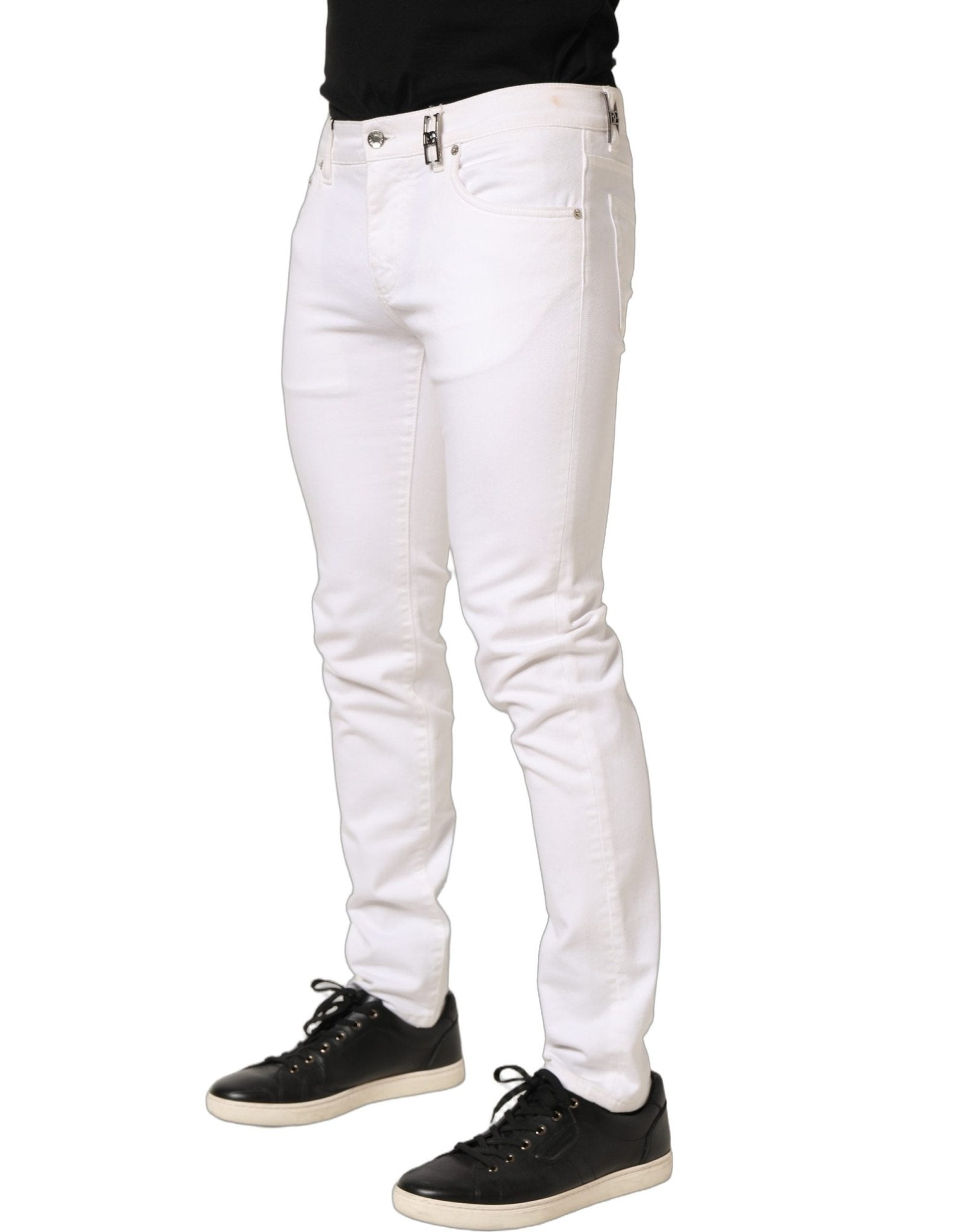 Dolce & Gabbana White Cotton Skinny Mid Waist Denim Jeans - RIMODA