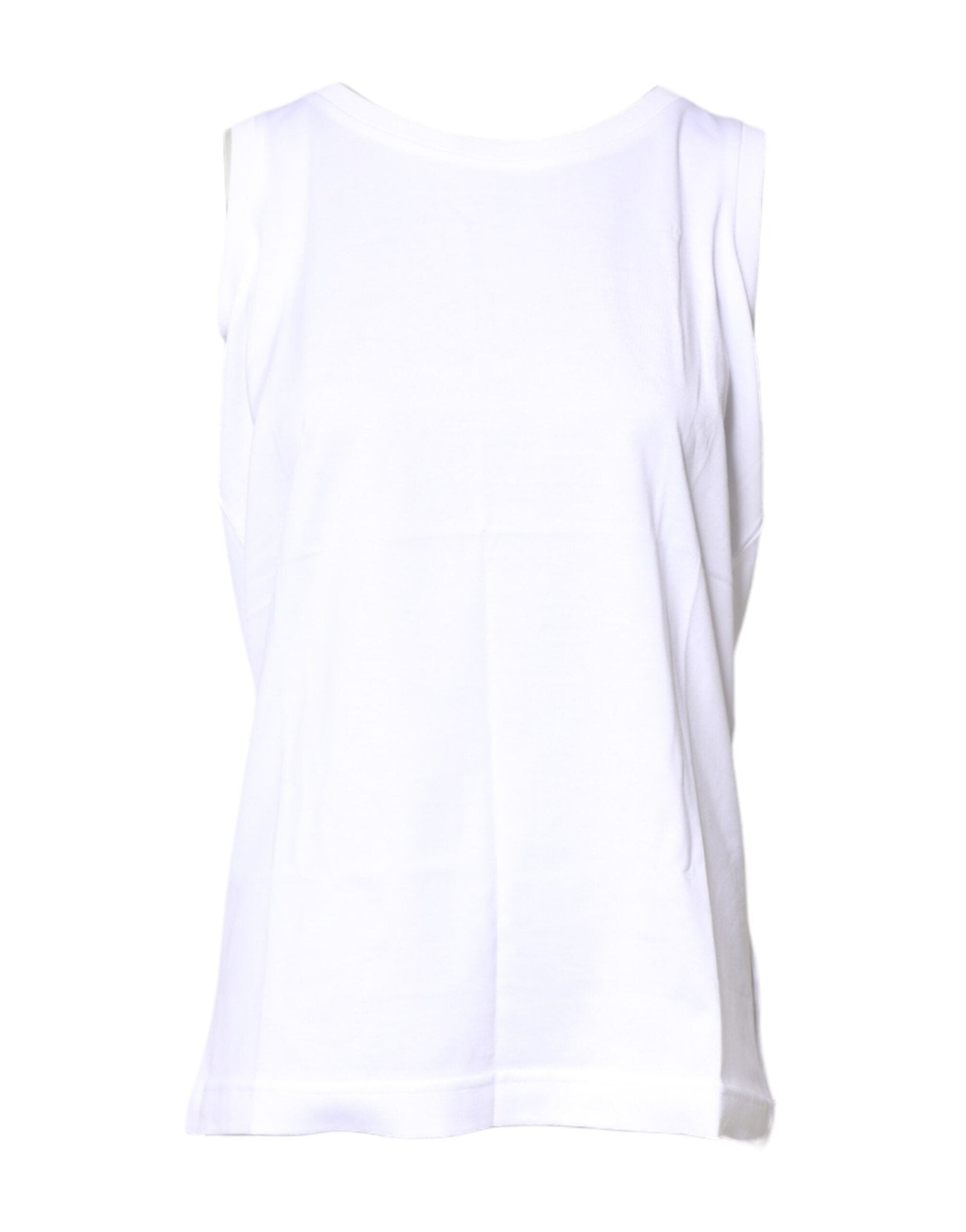 Dolce & Gabbana White Cotton Sleeveless Crew Neck T-shirt - RIMODA