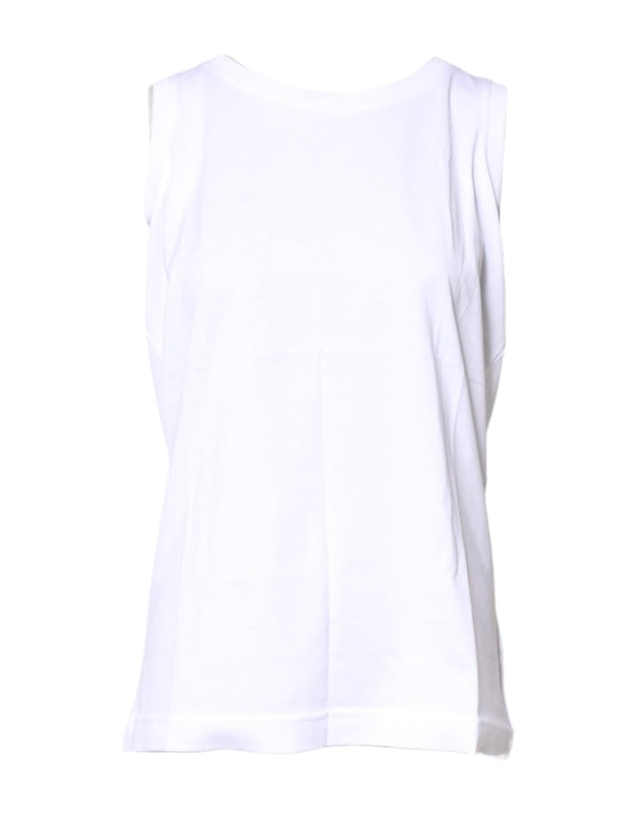 Dolce & Gabbana White Cotton Sleeveless Crew Neck T-shirt - RIMODA