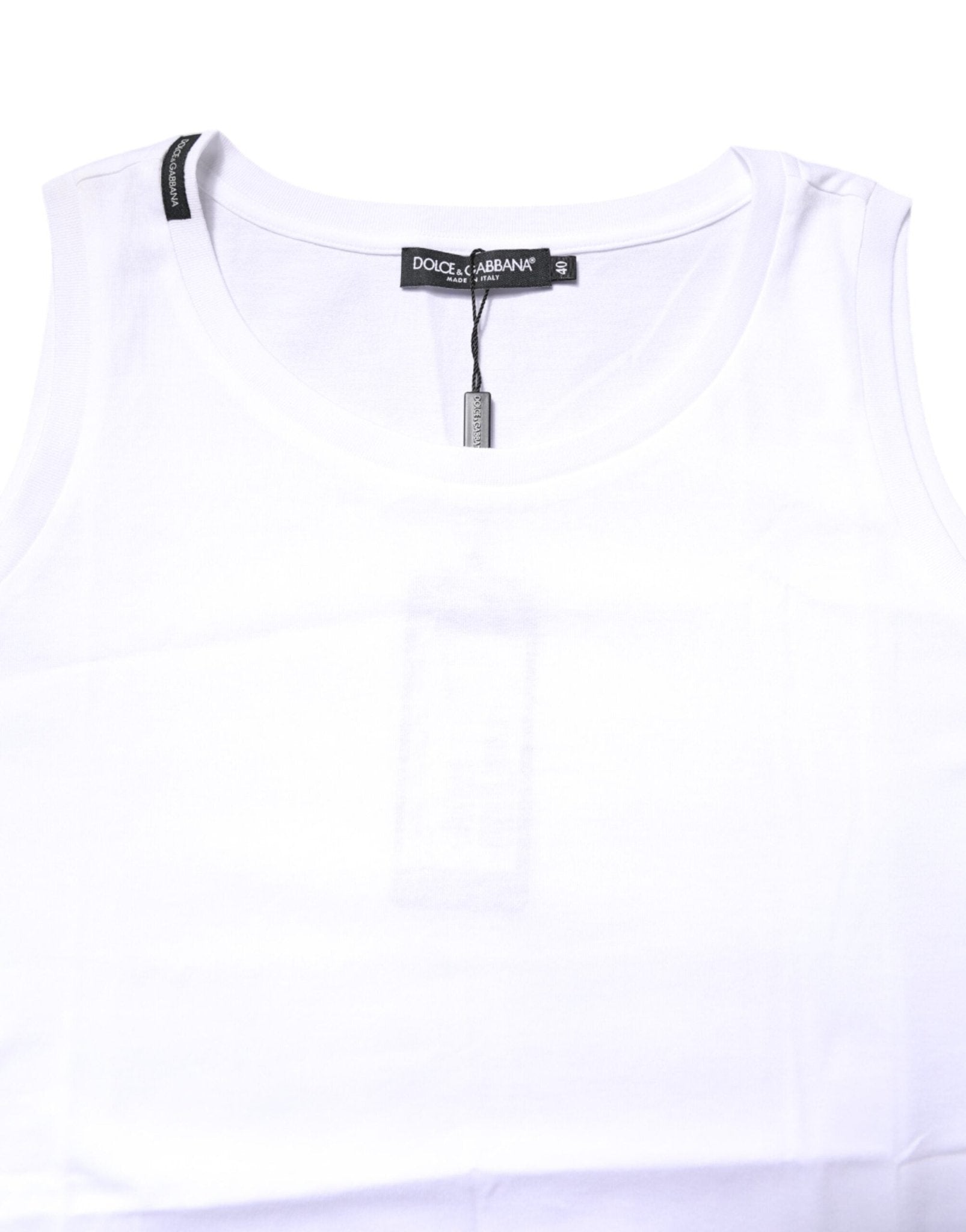 Dolce & Gabbana White Cotton Sleeveless Crew Neck T-shirt - RIMODA