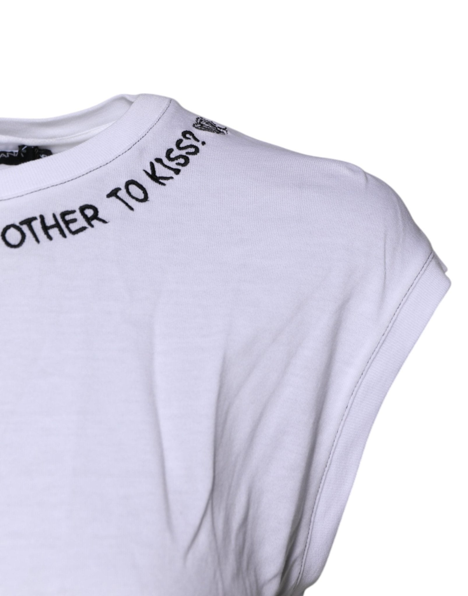 Dolce & Gabbana White Cotton Sleeveless Printed Tank T-shirt - RIMODA