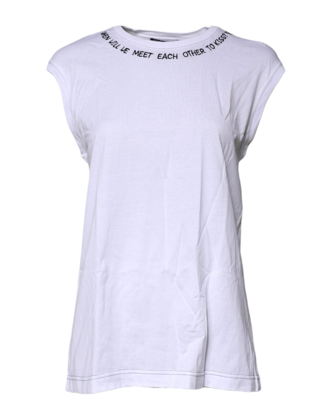 Dolce & Gabbana White Cotton Sleeveless Printed Tank T-shirt - RIMODA