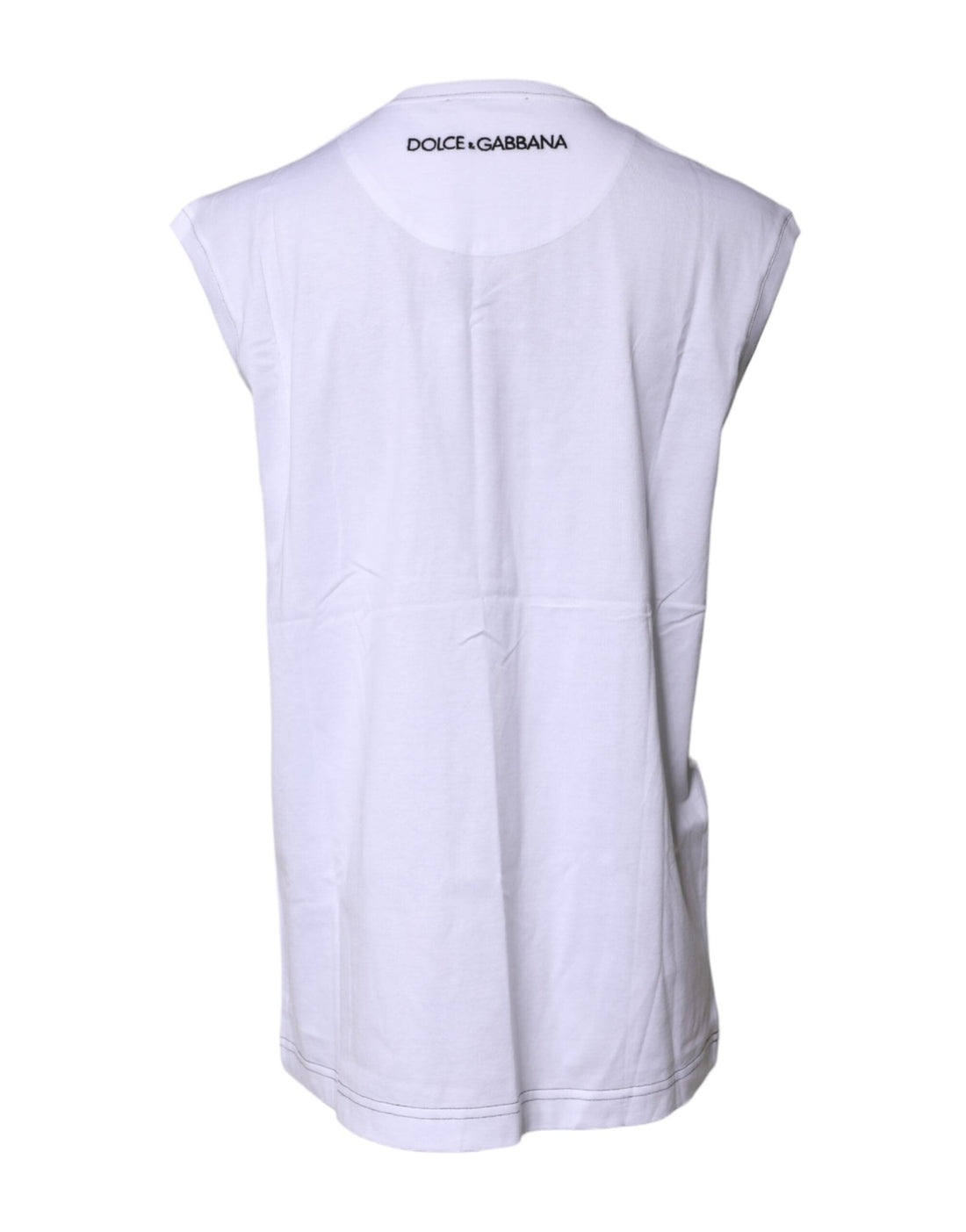 Dolce & Gabbana White Cotton Sleeveless Printed Tank T-shirt - RIMODA
