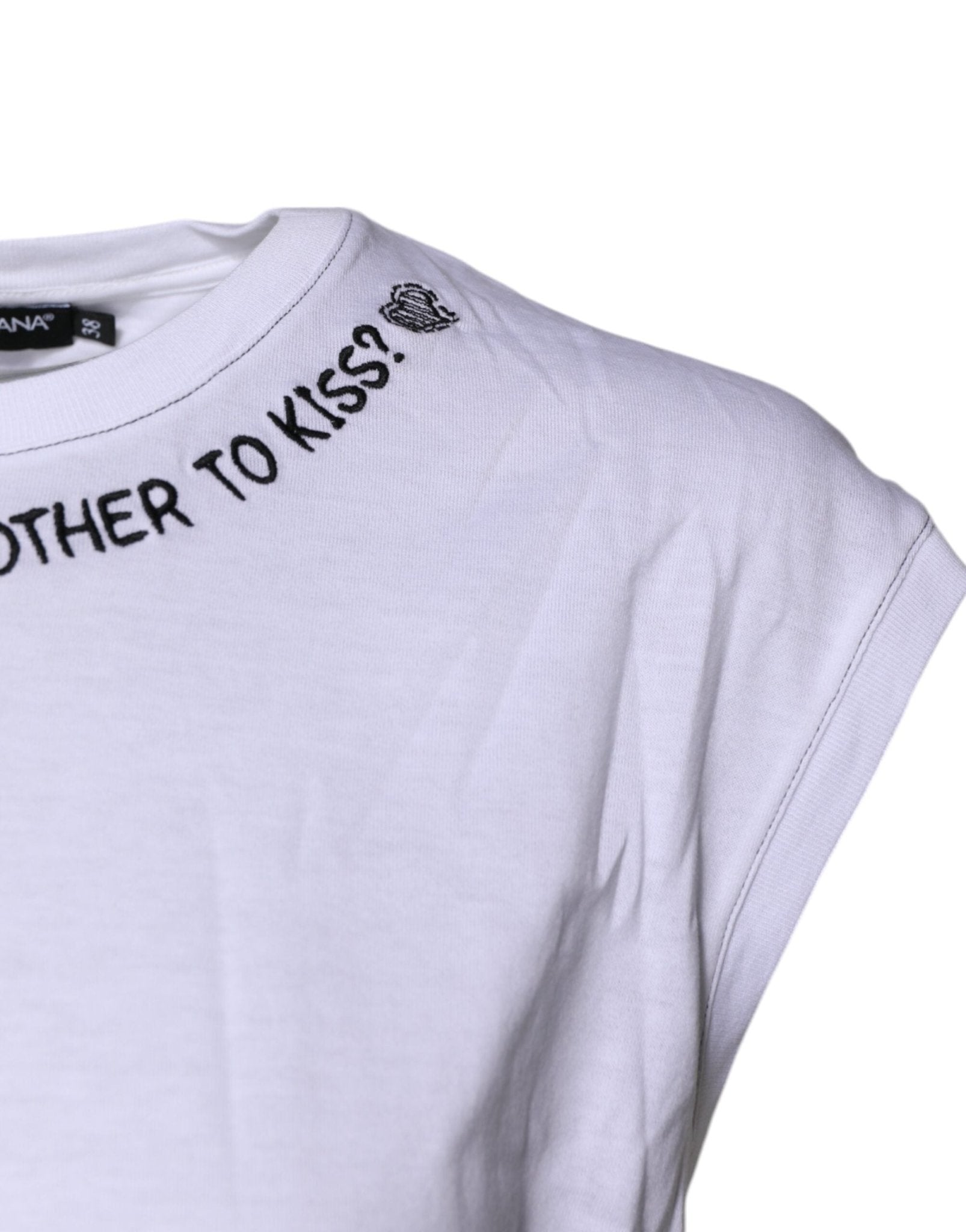 Dolce & Gabbana White Cotton Sleeveless Printed Tank T-shirt - RIMODA