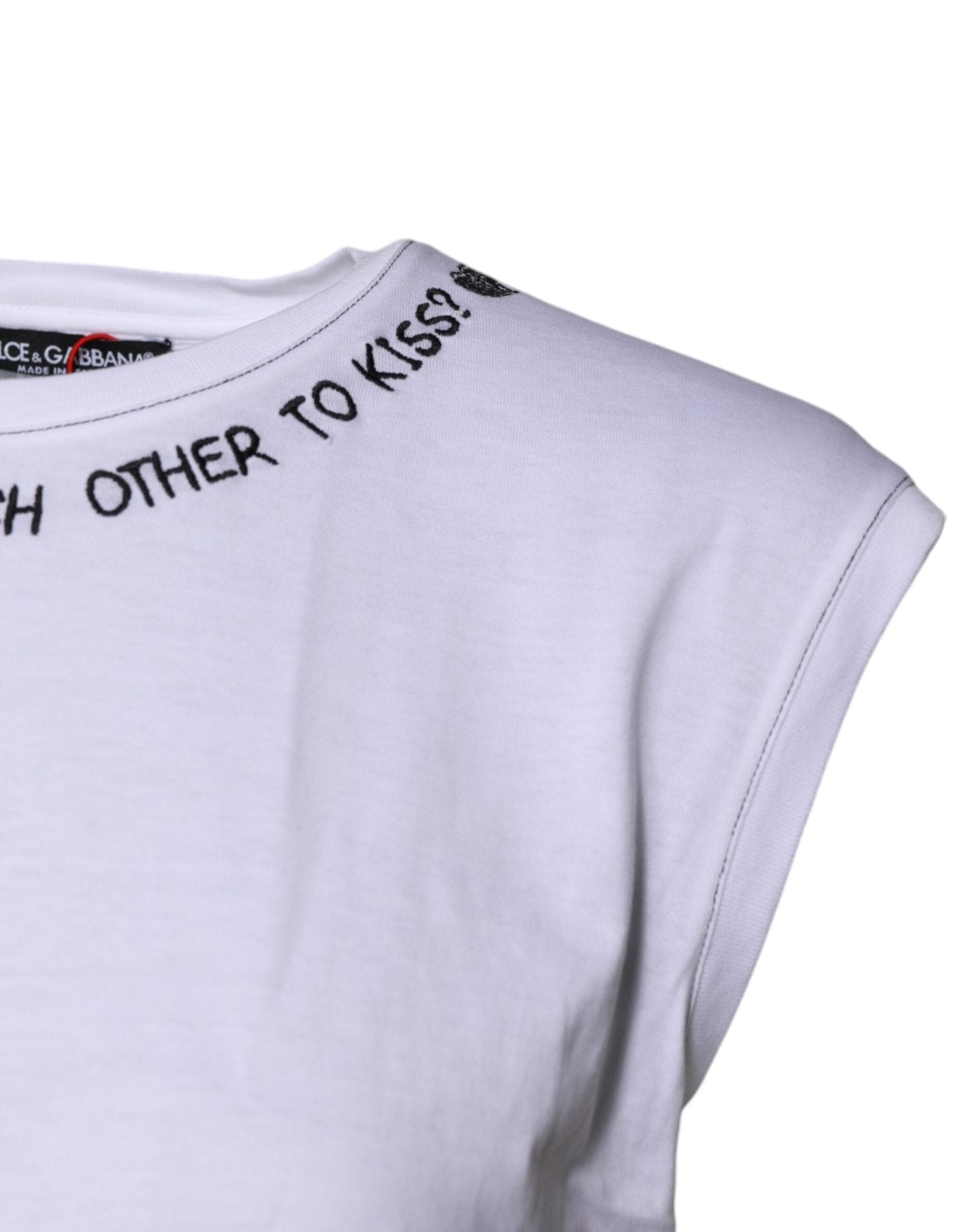 Dolce & Gabbana White Cotton Sleeveless Printed Tank T-shirt - RIMODA