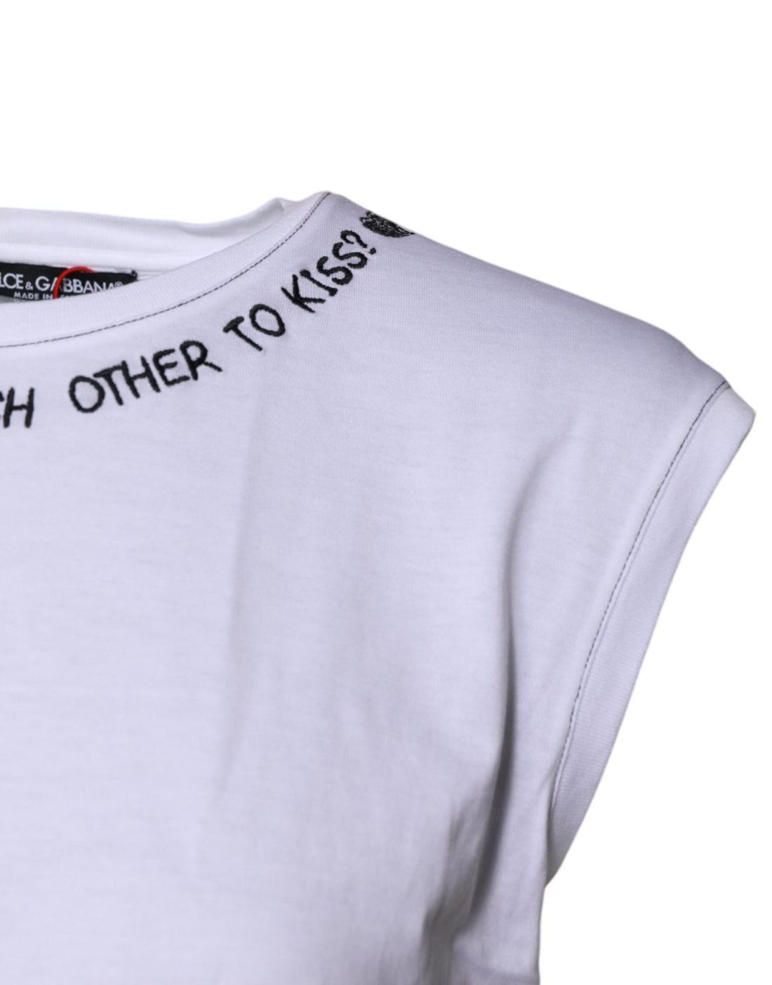 Dolce & Gabbana White Cotton Sleeveless Printed Tank T-shirt - RIMODA