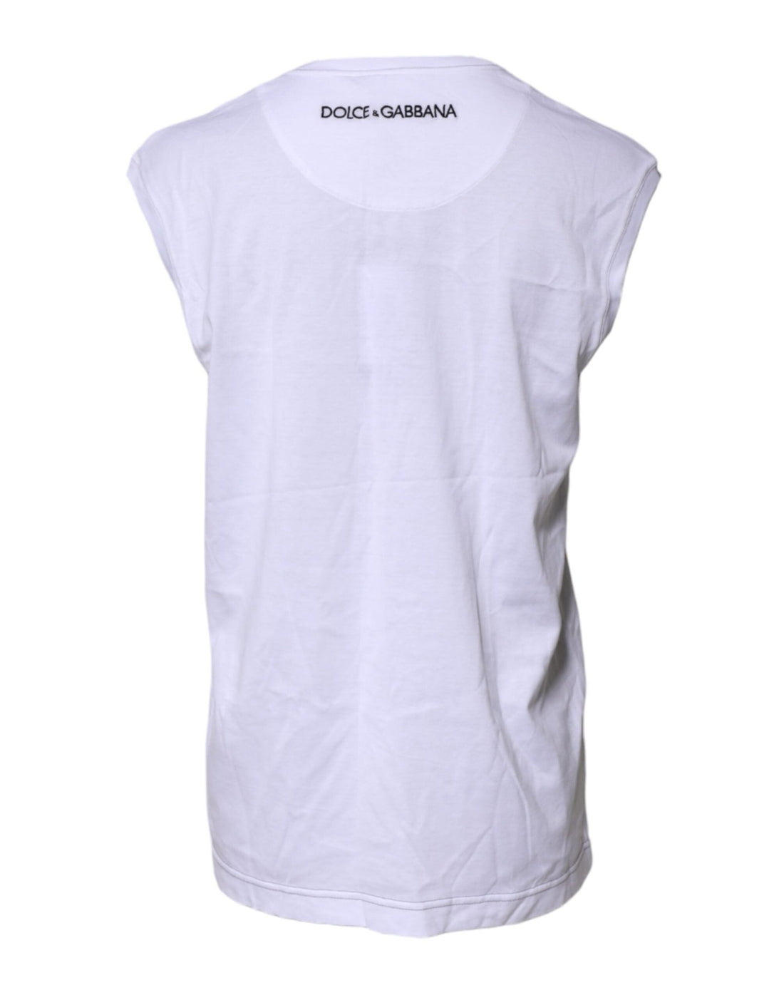 Dolce & Gabbana White Cotton Sleeveless Printed Tank T-shirt - RIMODA
