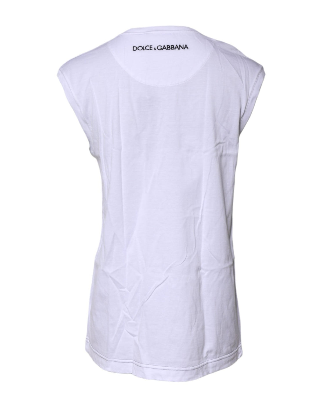 Dolce & Gabbana White Cotton Sleeveless Printed Tank T-shirt - RIMODA