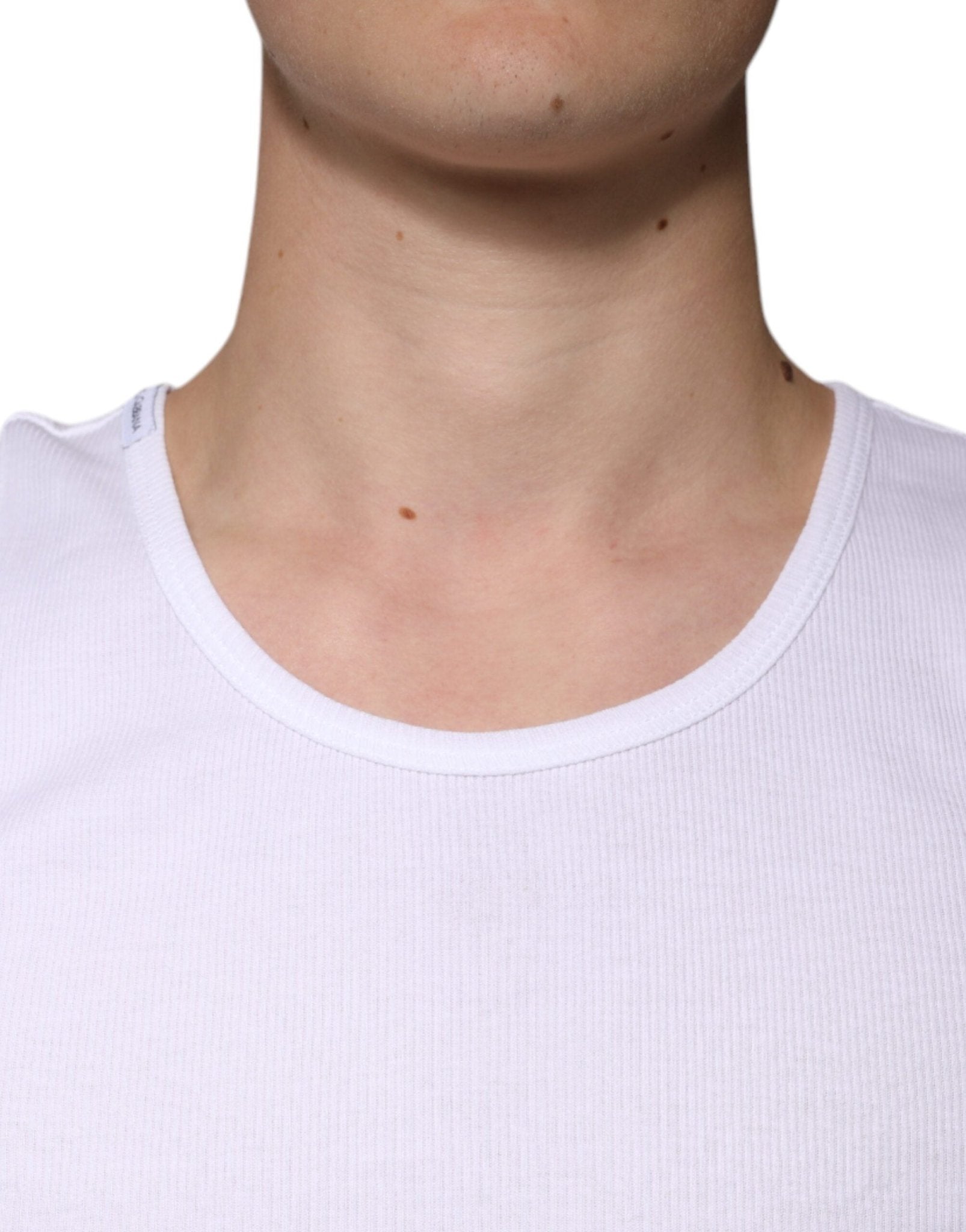 Dolce & Gabbana White Cotton Sleeveless Round Neck Tank T-shirt - RIMODA