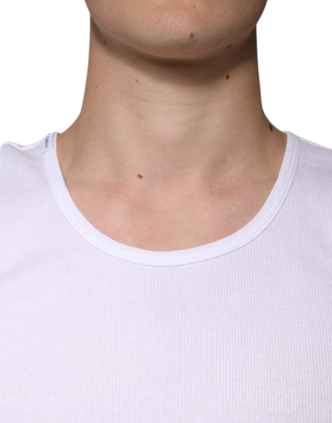 Dolce & Gabbana White Cotton Sleeveless Round Neck Tank T-shirt - RIMODA