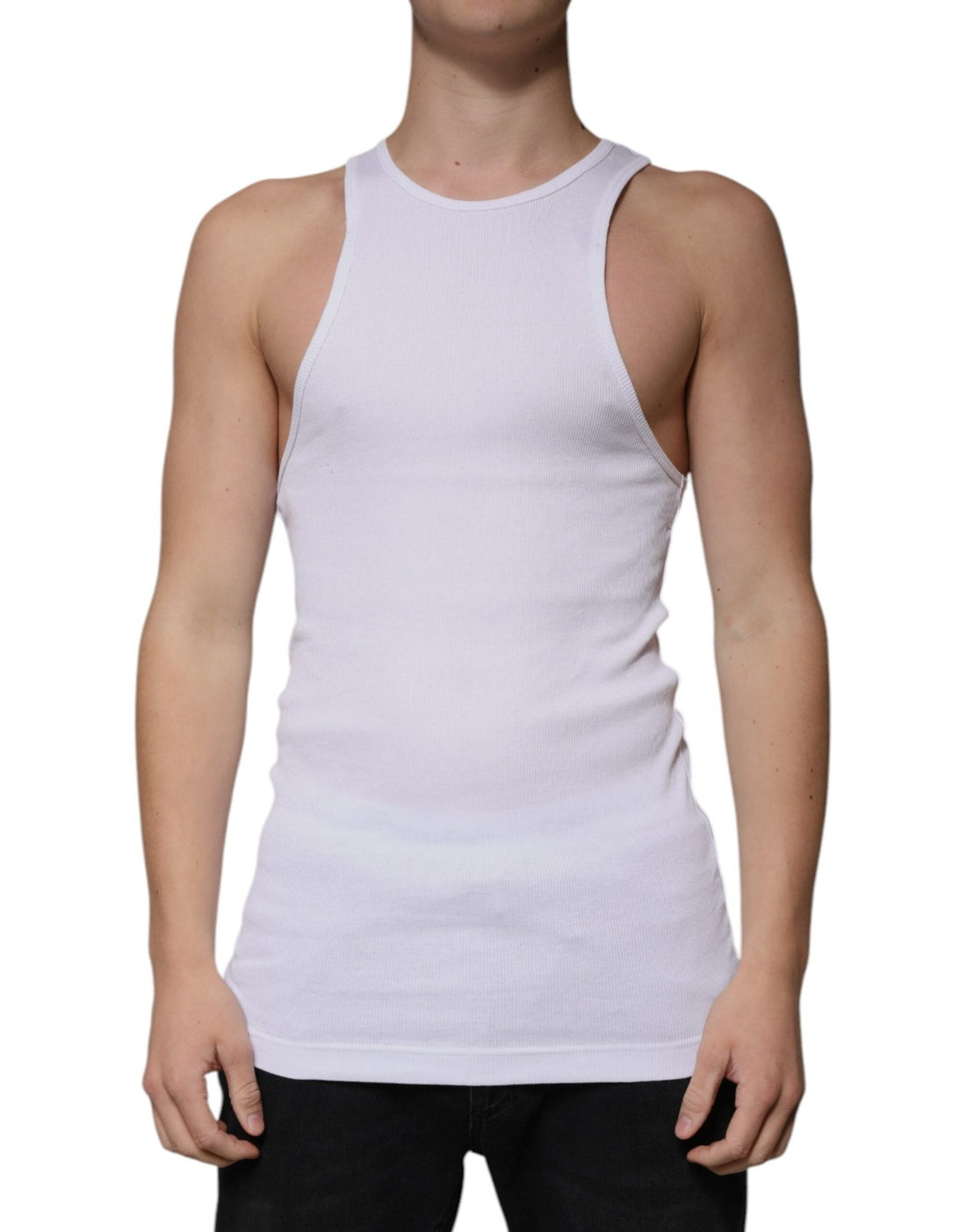 Dolce & Gabbana White Cotton Sleeveless Round Neck Tank T-shirt - RIMODA