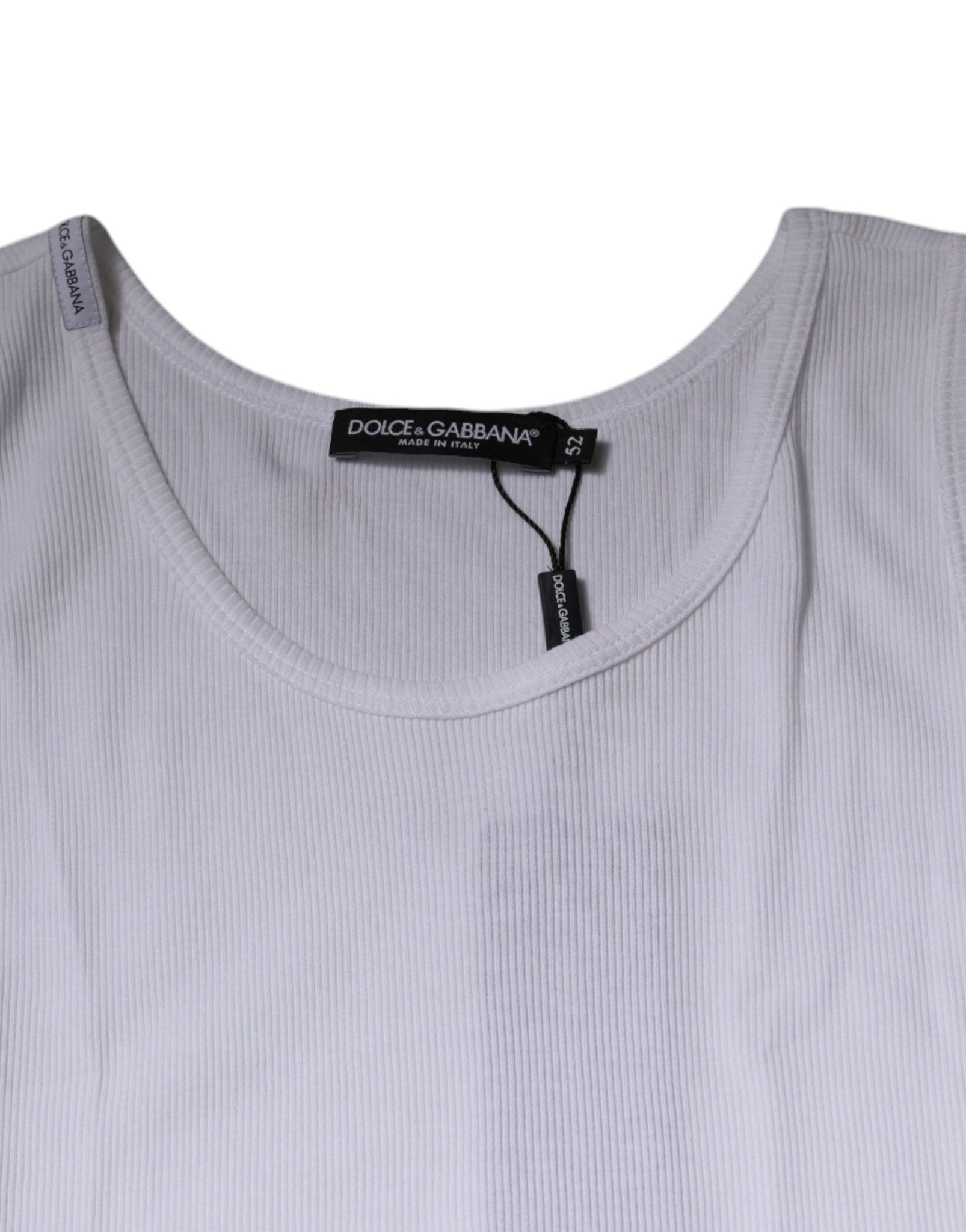 Dolce & Gabbana White Cotton Sleeveless Round Neck Tank T-shirt - RIMODA
