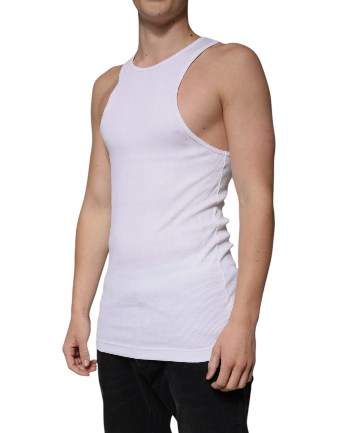 Dolce & Gabbana White Cotton Sleeveless Round Neck Tank T-shirt - RIMODA