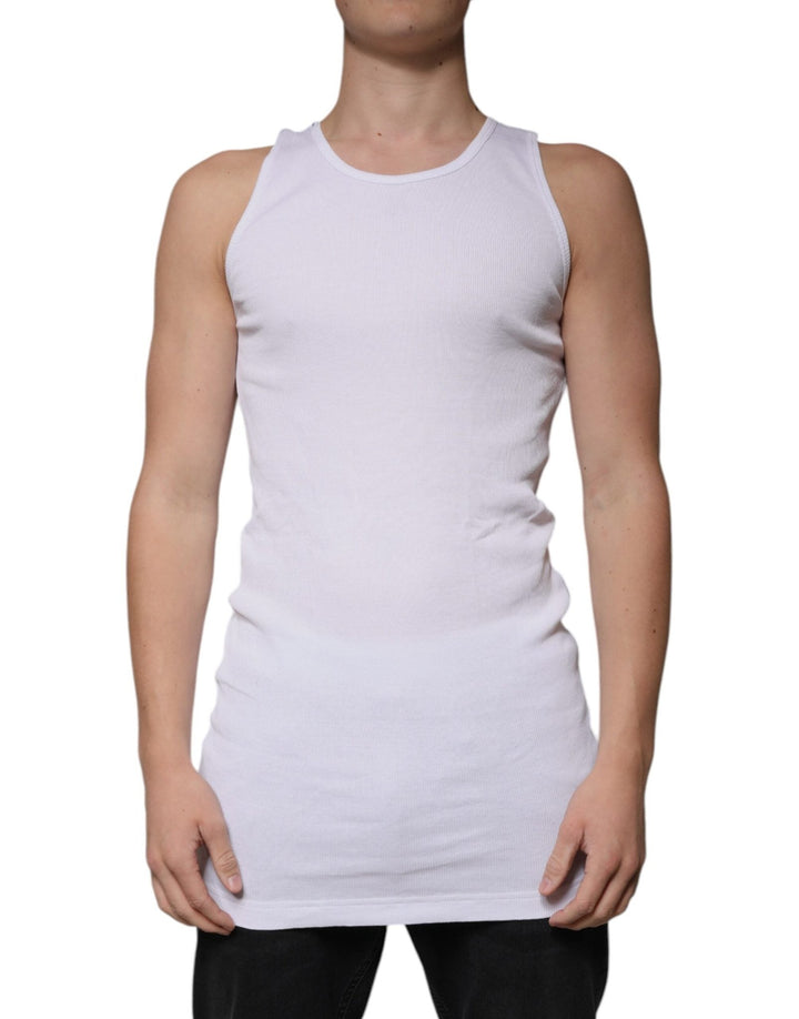 Dolce & Gabbana White Cotton Sleeveless Round Neck Tank T-shirt - RIMODA