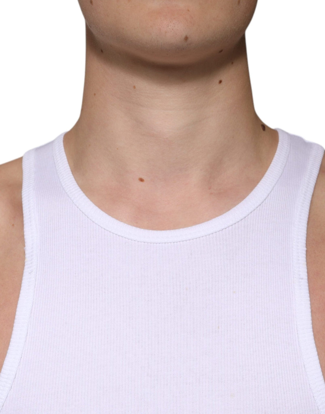 Dolce & Gabbana White Cotton Sleeveless Round Neck Tank T-shirt - RIMODA