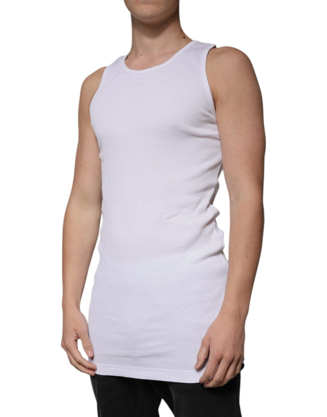Dolce & Gabbana White Cotton Sleeveless Round Neck Tank T-shirt - RIMODA