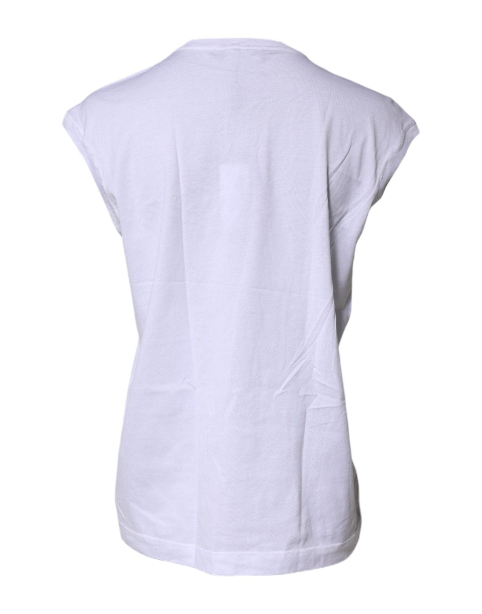 Dolce & Gabbana White Cotton Sleeveless Round Neck Tank Top - RIMODA