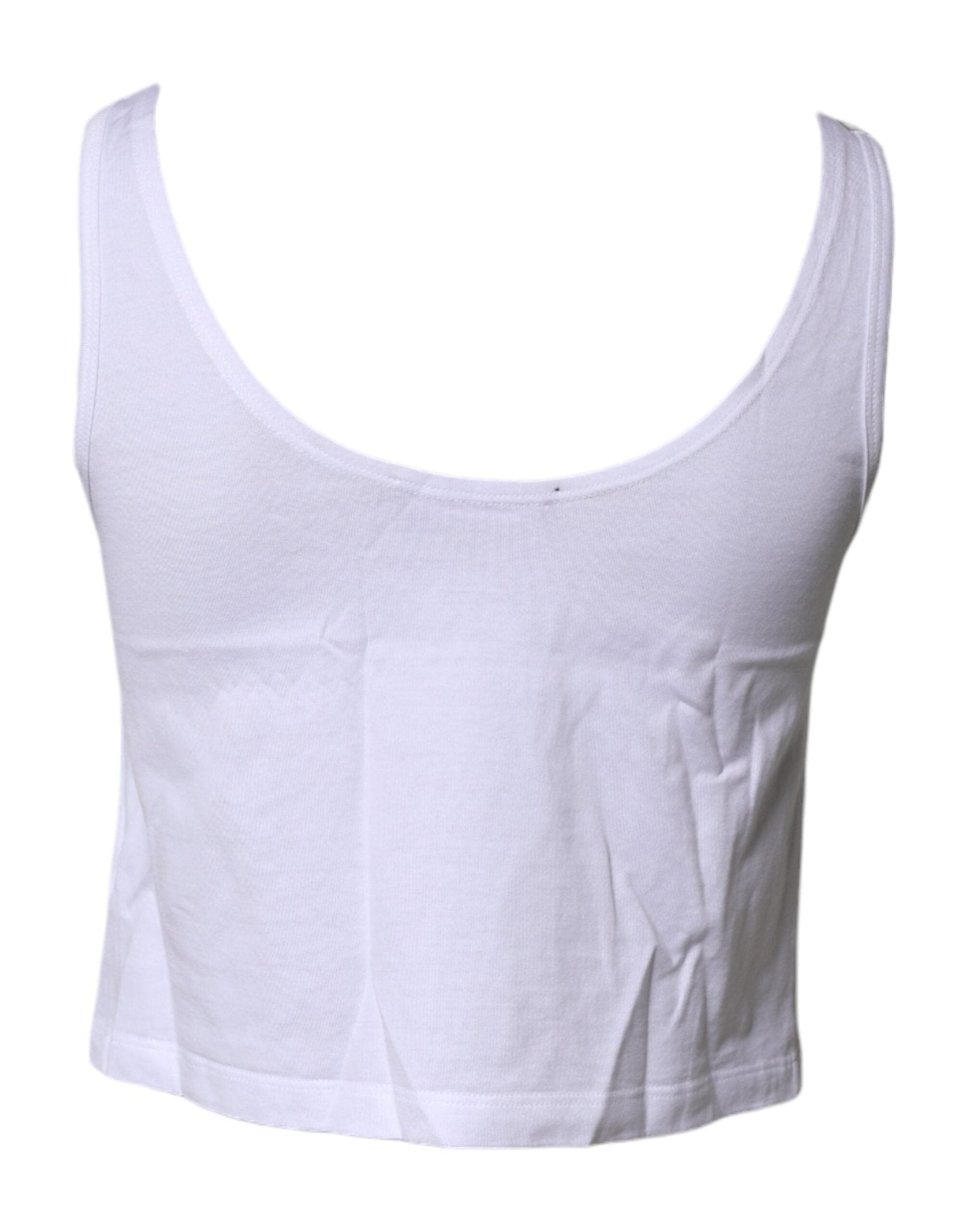 Dolce & Gabbana White Cotton Sleeveless Round Neck Tank Top - RIMODA