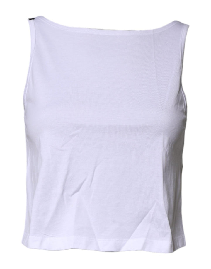 Dolce & Gabbana White Cotton Sleeveless Round Neck Tank Top - RIMODA