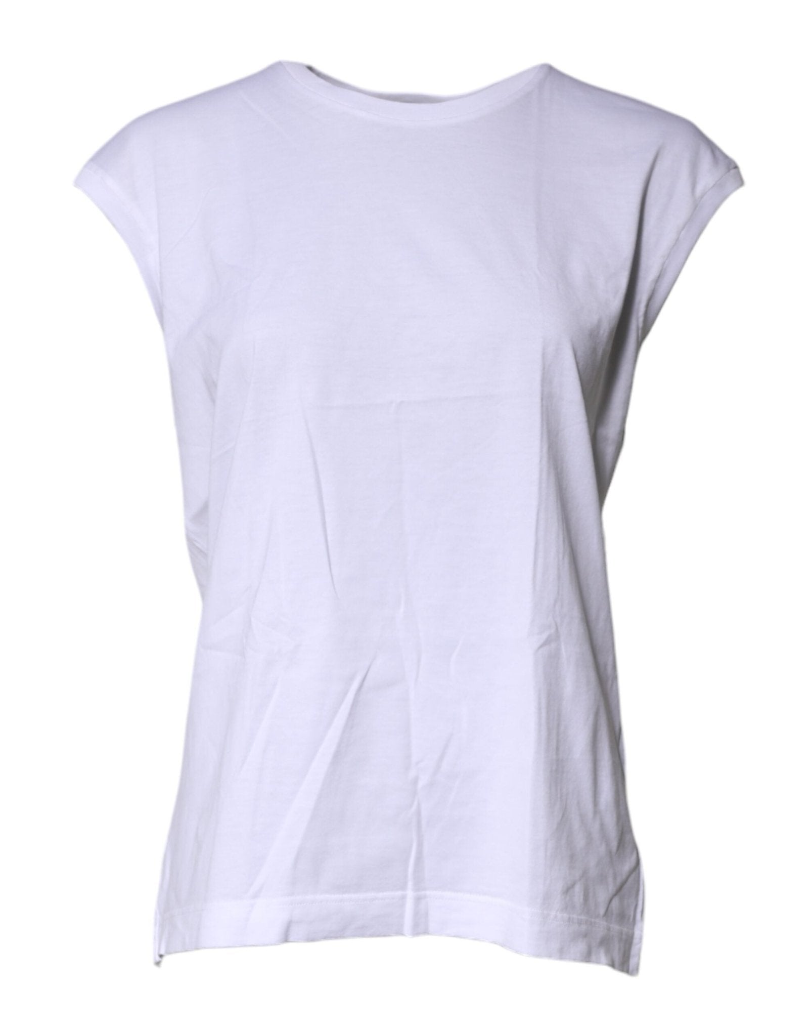 Dolce & Gabbana White Cotton Sleeveless Round Neck Tank Top - RIMODA