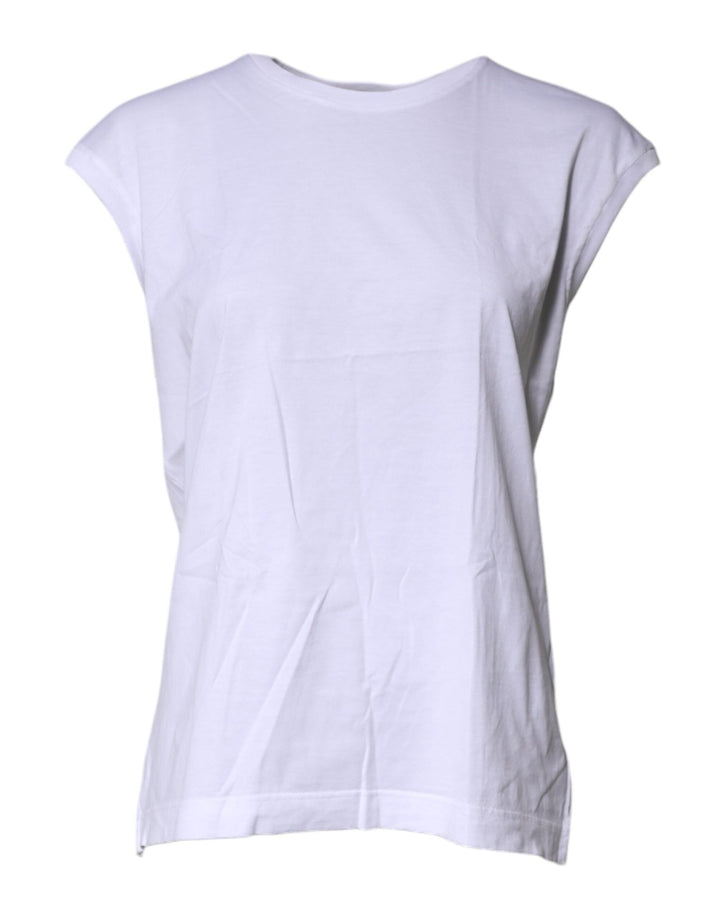 Dolce & Gabbana White Cotton Sleeveless Round Neck Tank Top - RIMODA
