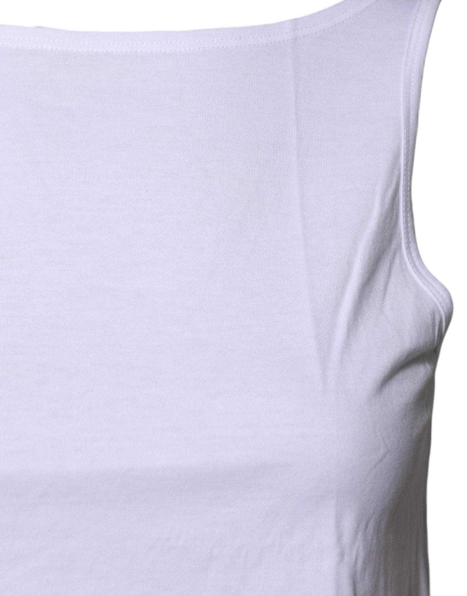 Dolce & Gabbana White Cotton Sleeveless Round Neck Tank Top - RIMODA