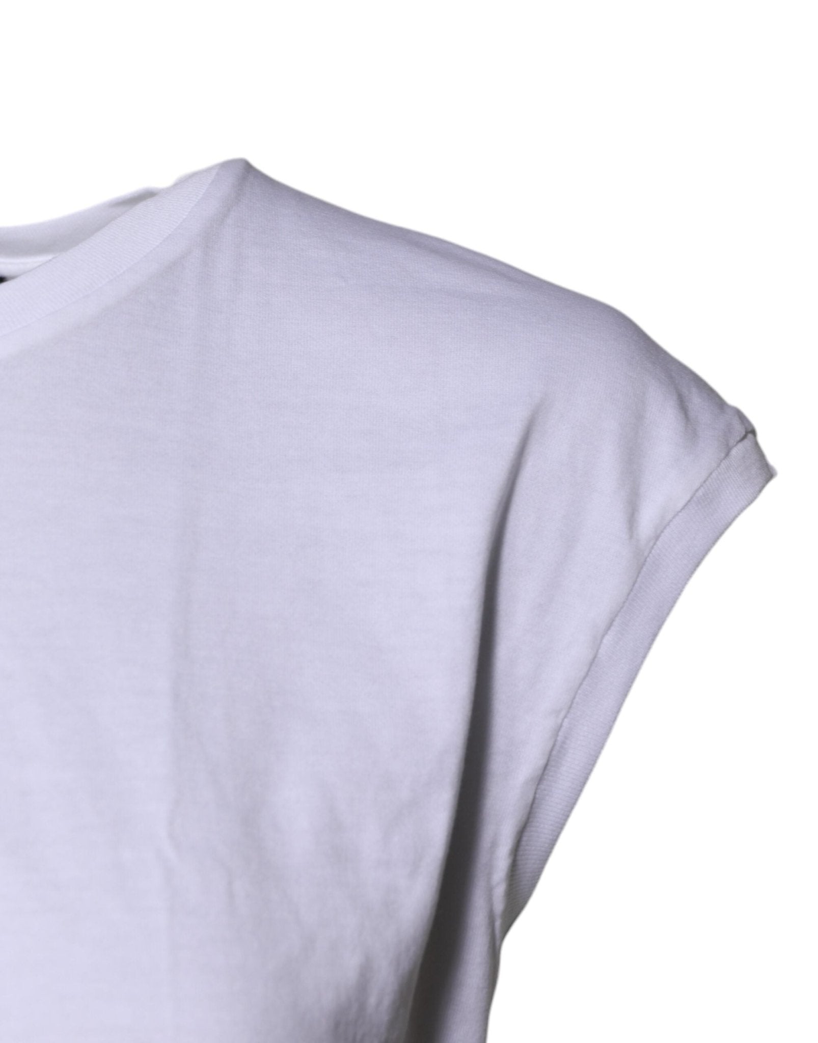 Dolce & Gabbana White Cotton Sleeveless Round Neck Tank Top - RIMODA