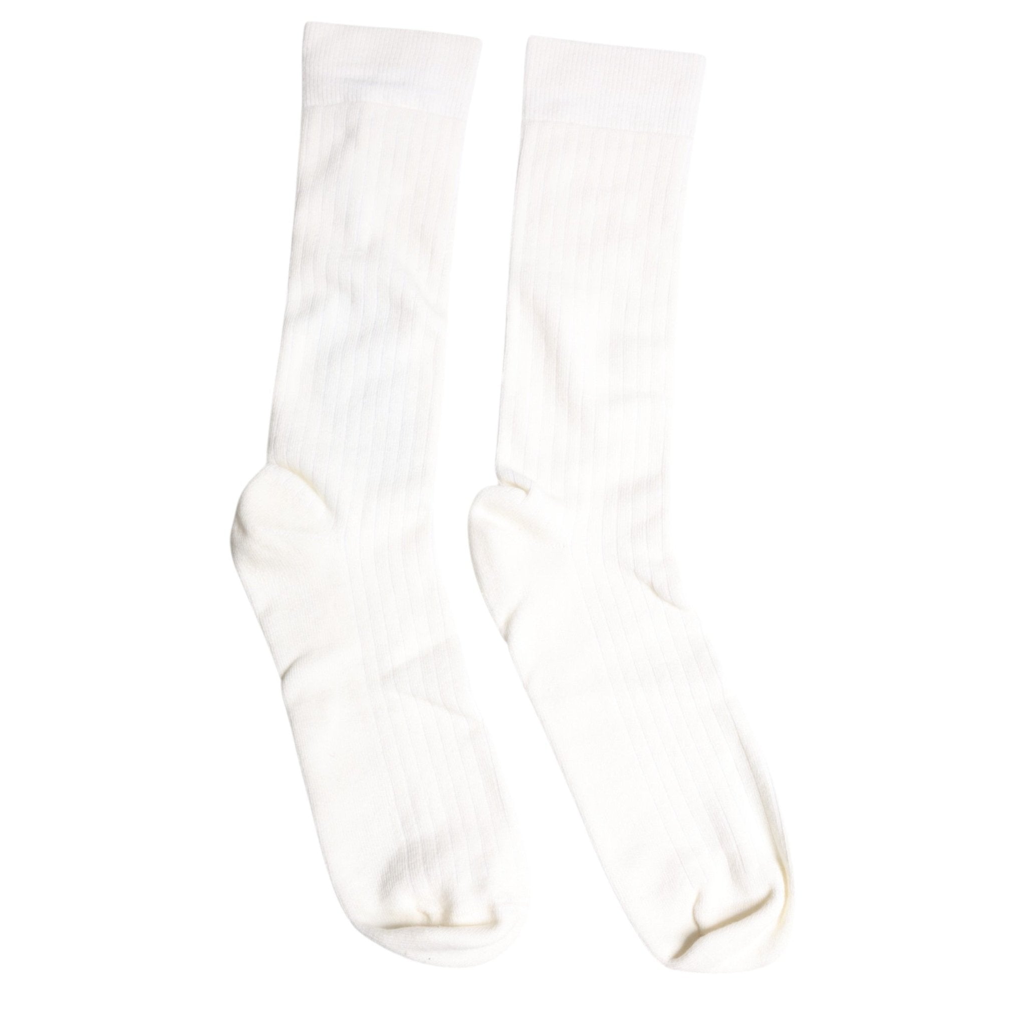 Dolce & Gabbana White Cotton Solid Mid Calf Men Socks - RIMODA