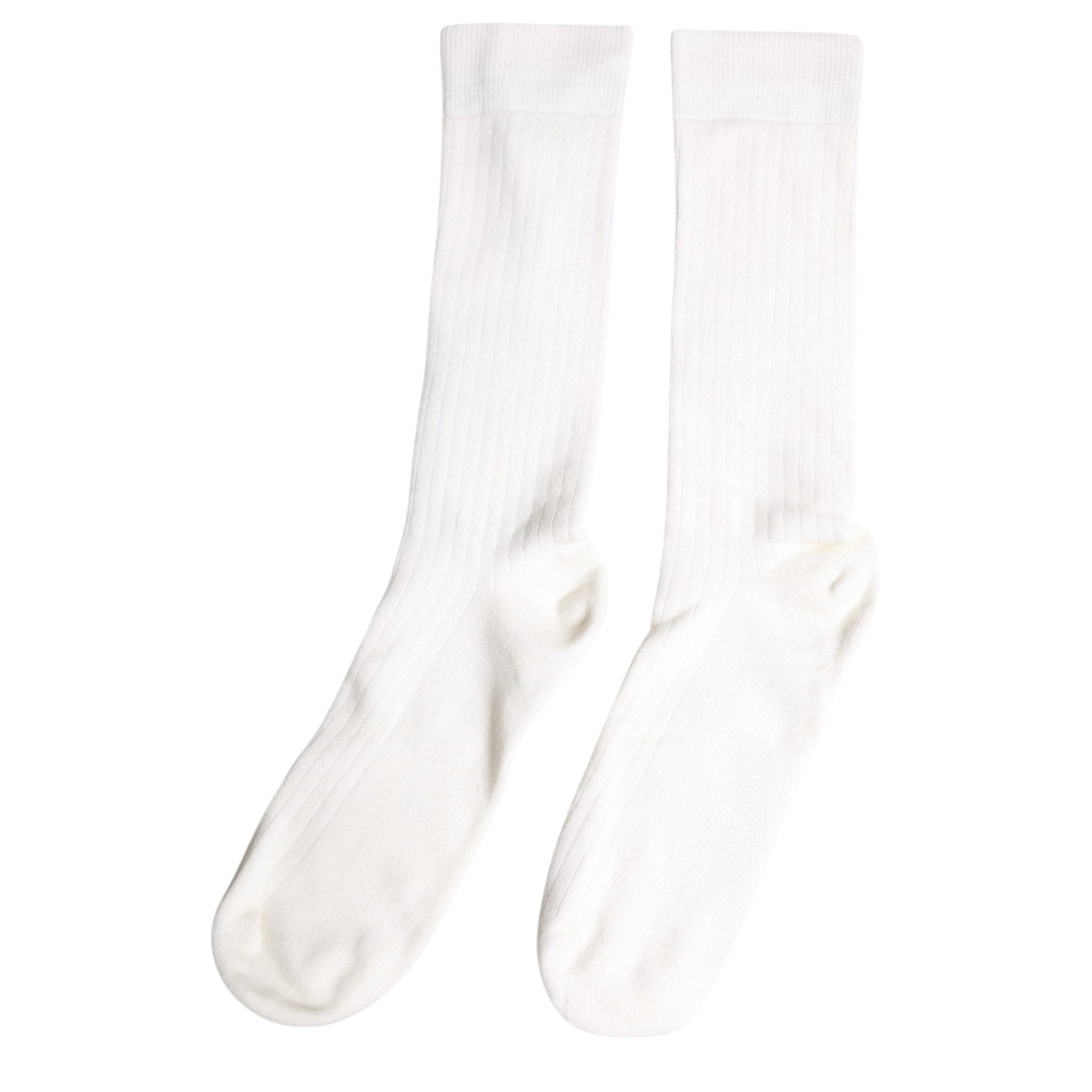 Dolce & Gabbana White Cotton Solid Mid Calf Men Socks - RIMODA