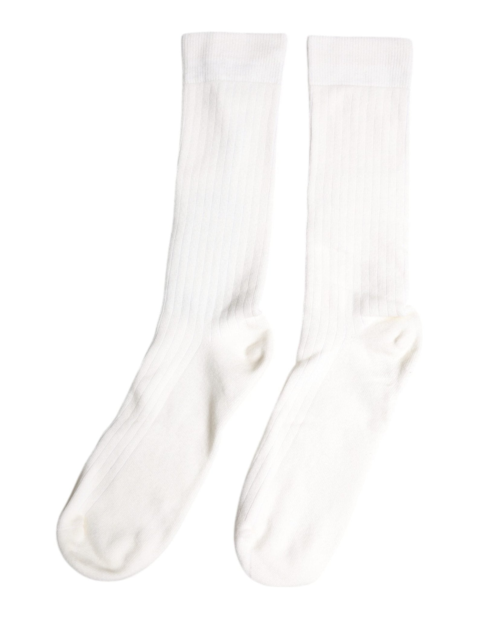 Dolce & Gabbana White Cotton Solid Mid Calf Men Socks - RIMODA