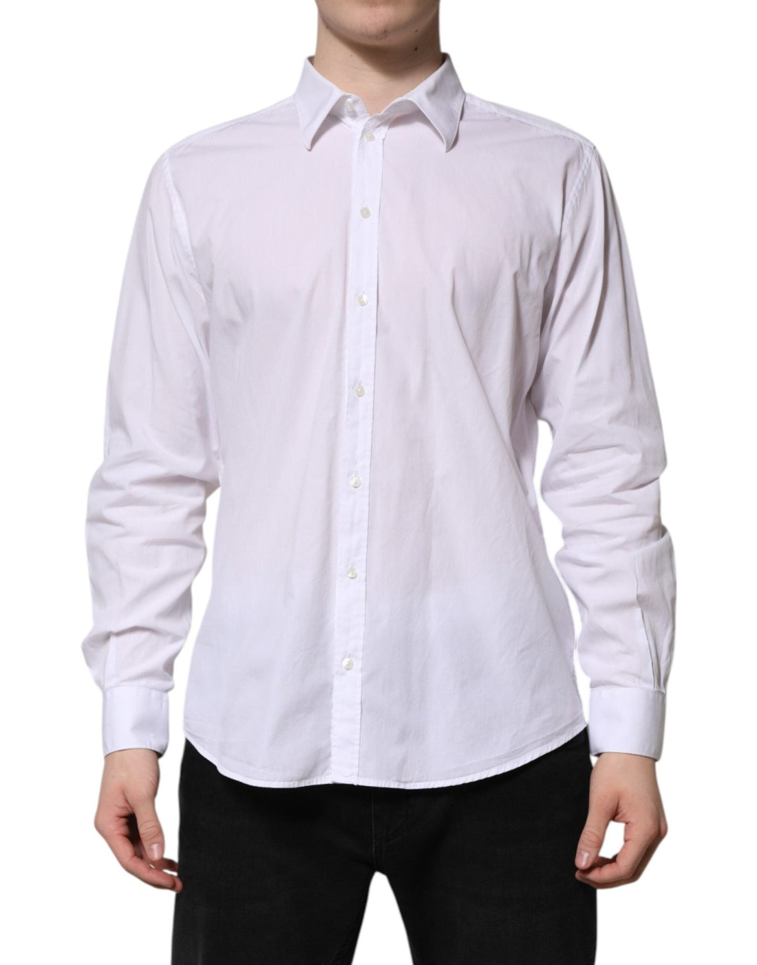 Dolce & Gabbana White Cotton STAFF Long Sleeves Formal Shirt - RIMODA